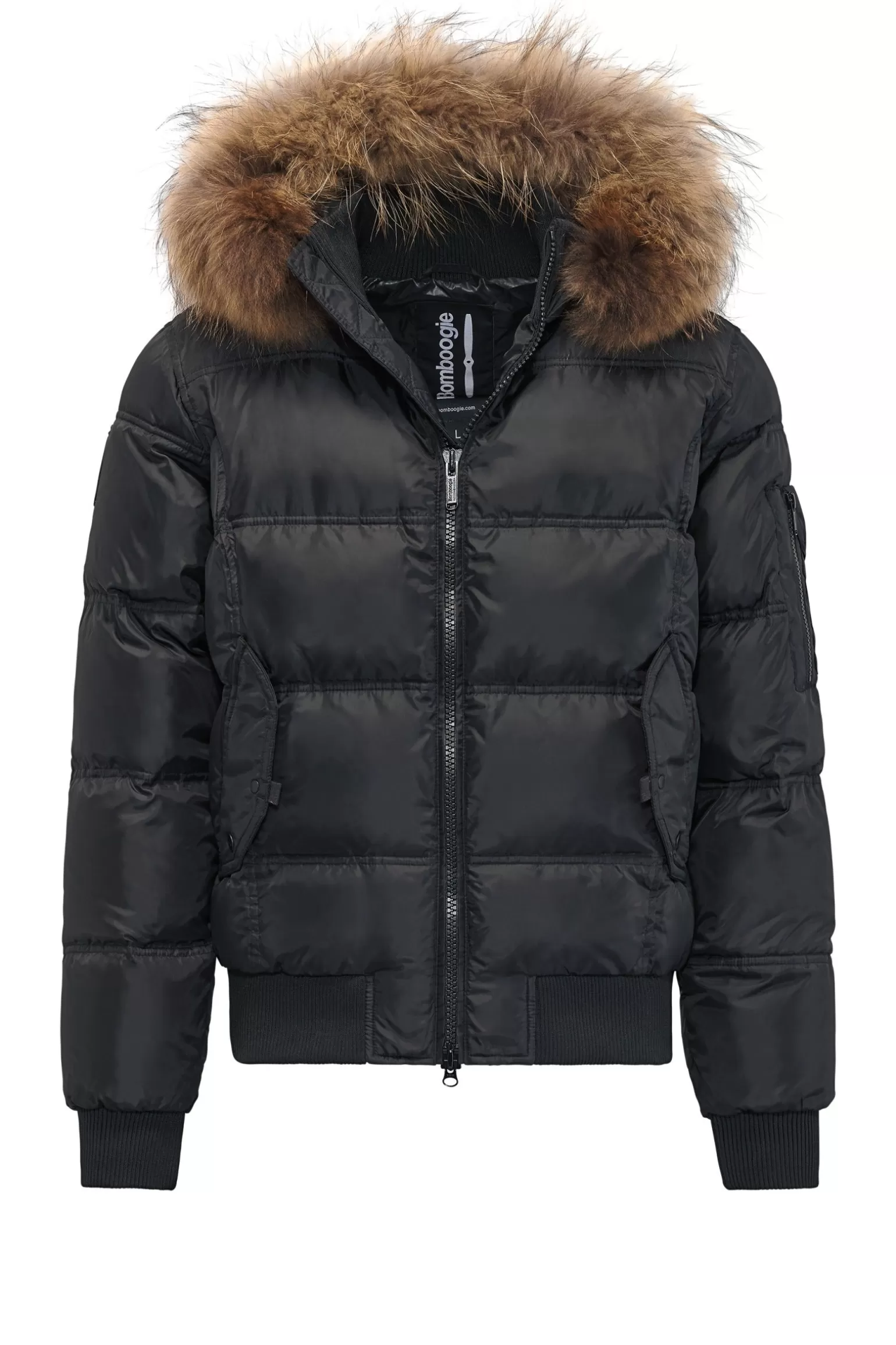 Uomo Bomboogie Bomber Imbottito In Piuma Con Bordo In Pelliccia Folta