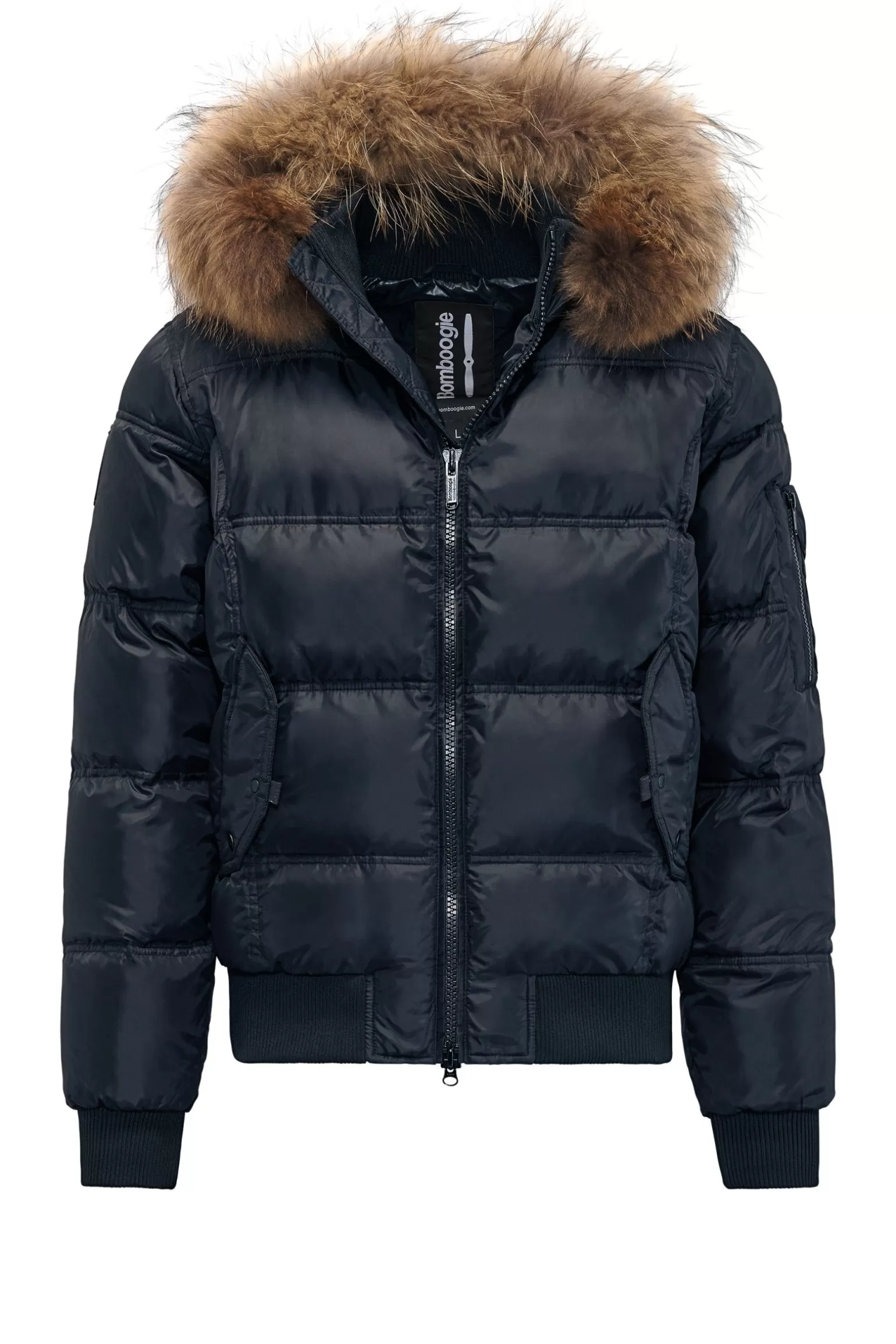 Uomo Bomboogie Bomber Imbottito In Piuma Con Bordo In Pelliccia Folta