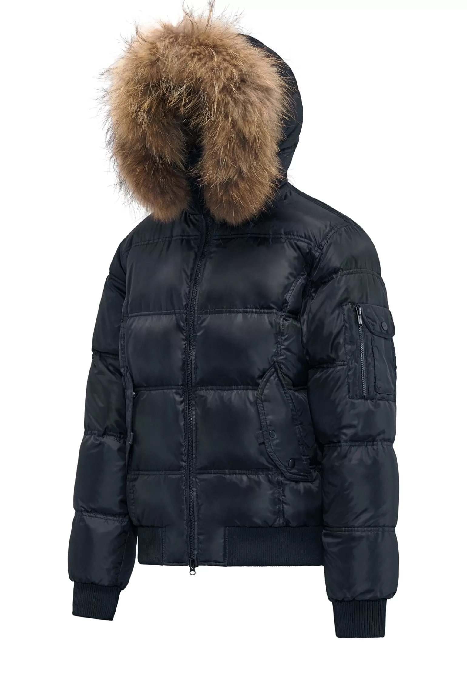 Uomo Bomboogie Bomber Imbottito In Piuma Con Bordo In Pelliccia Folta