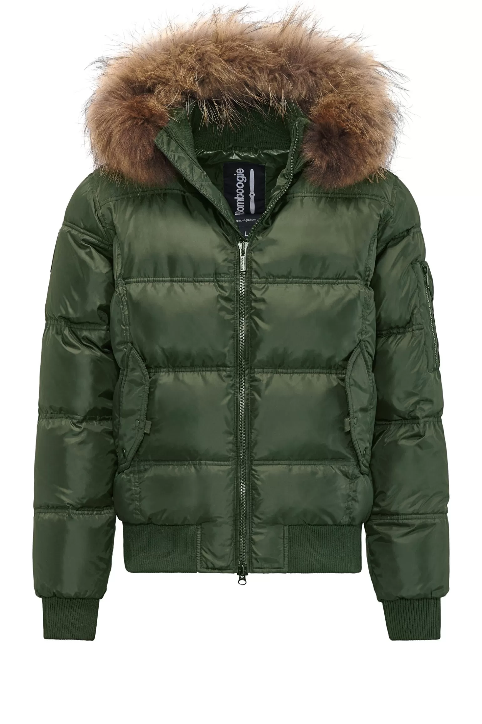 Uomo Bomboogie Bomber Imbottito In Piuma Con Bordo In Pelliccia Folta