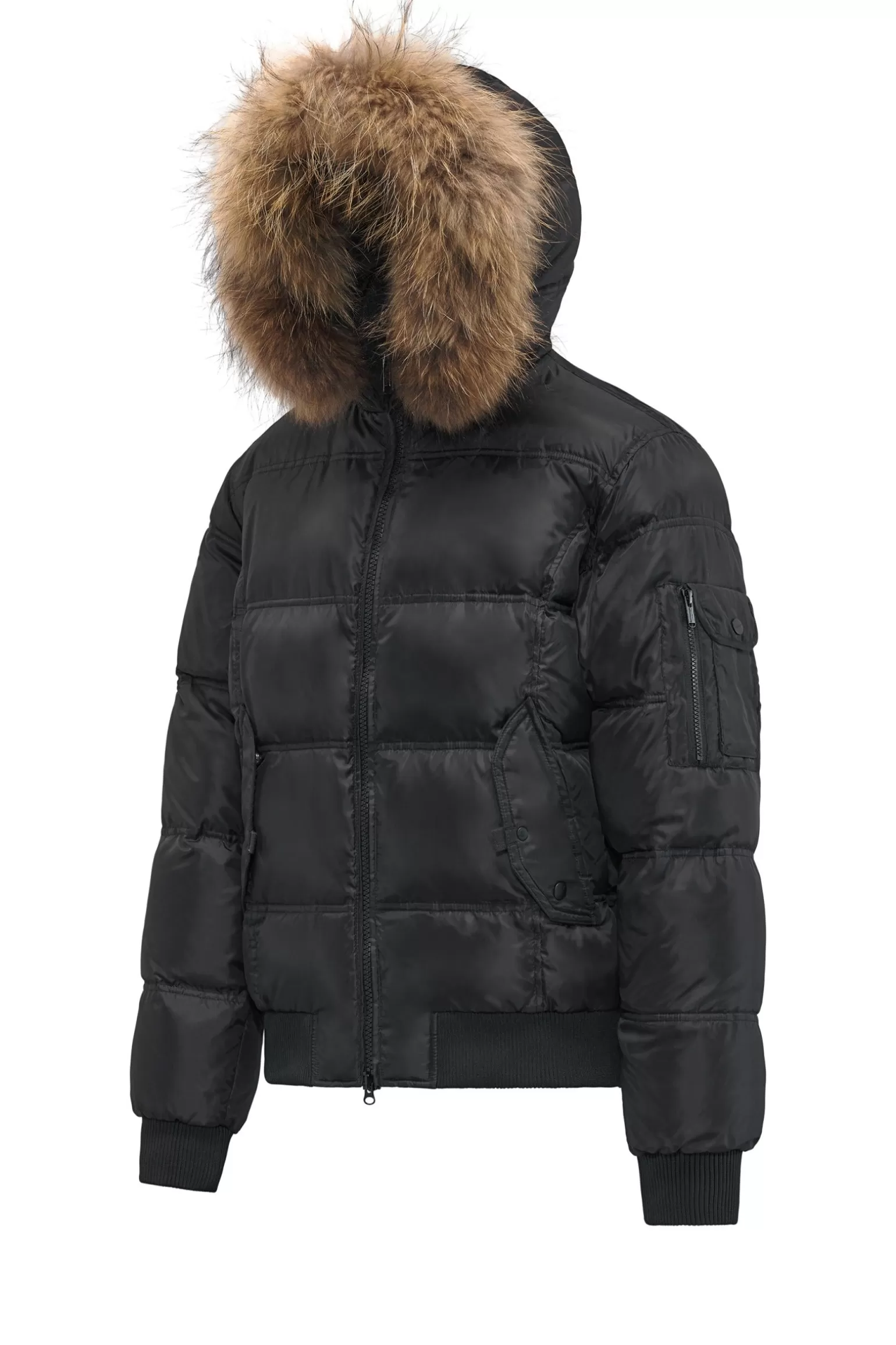 Uomo Bomboogie Bomber Imbottito In Piuma Con Bordo In Pelliccia Folta