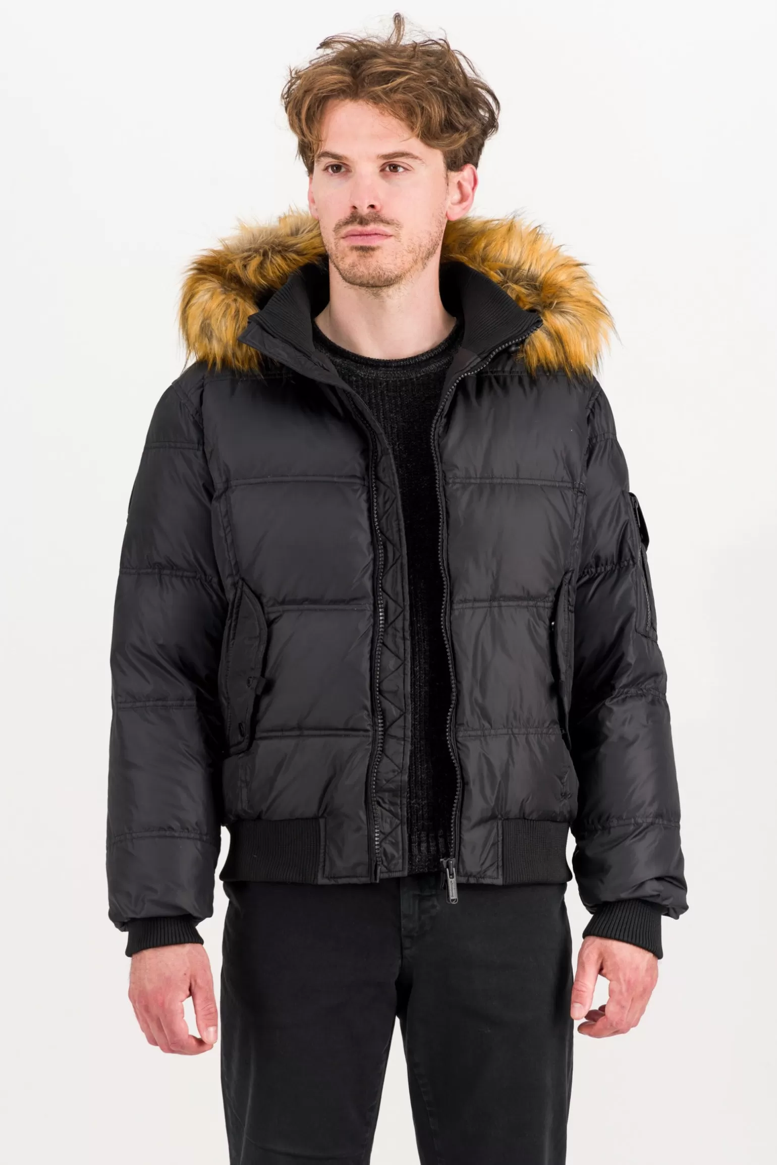 Uomo Bomboogie Bomber Imbottito In Piuma Con Bordo In Pelliccia Sintetica
