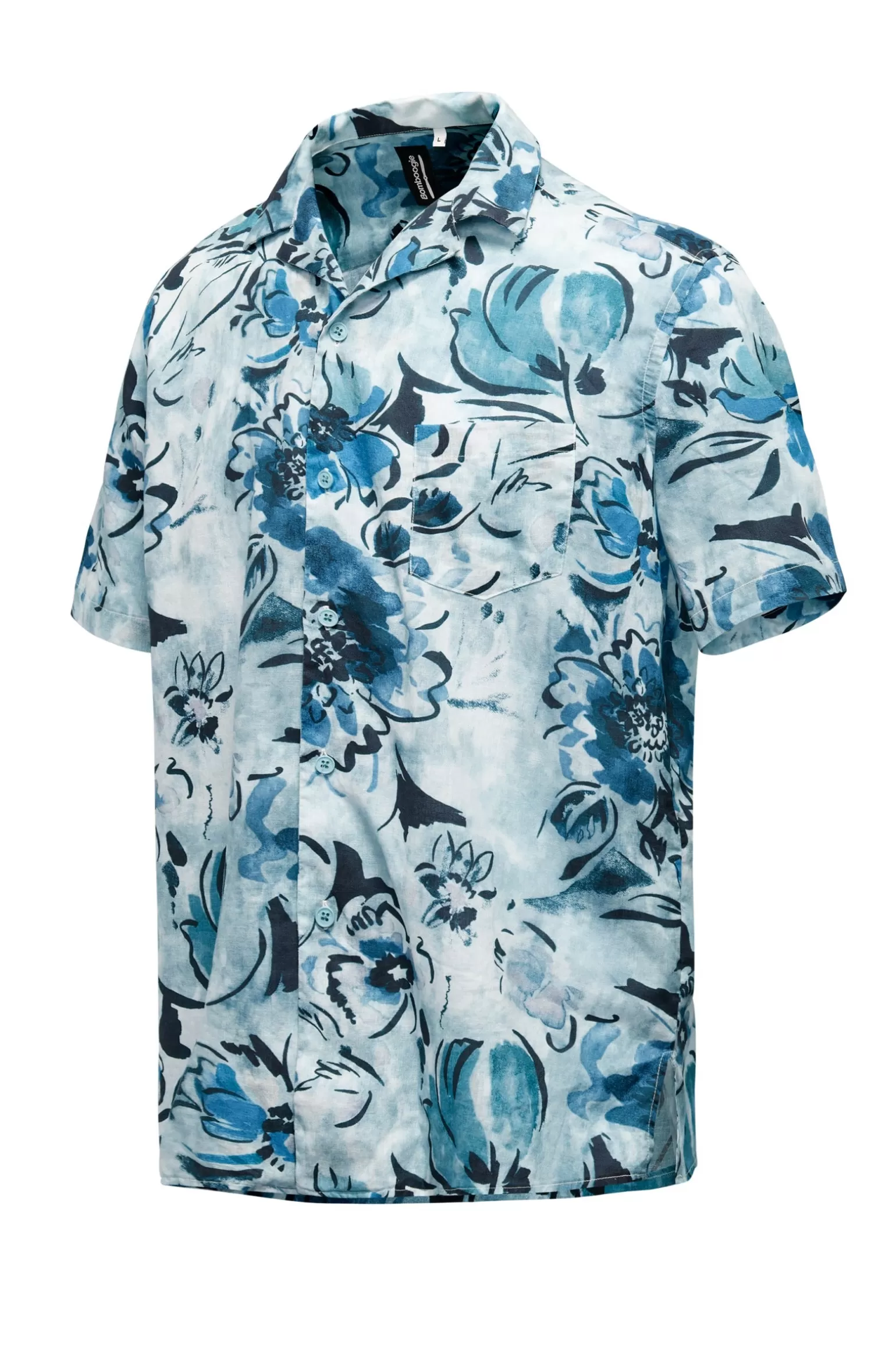 Uomo Bomboogie Camicia A Manica Corta Stampata In Lino/Cotone