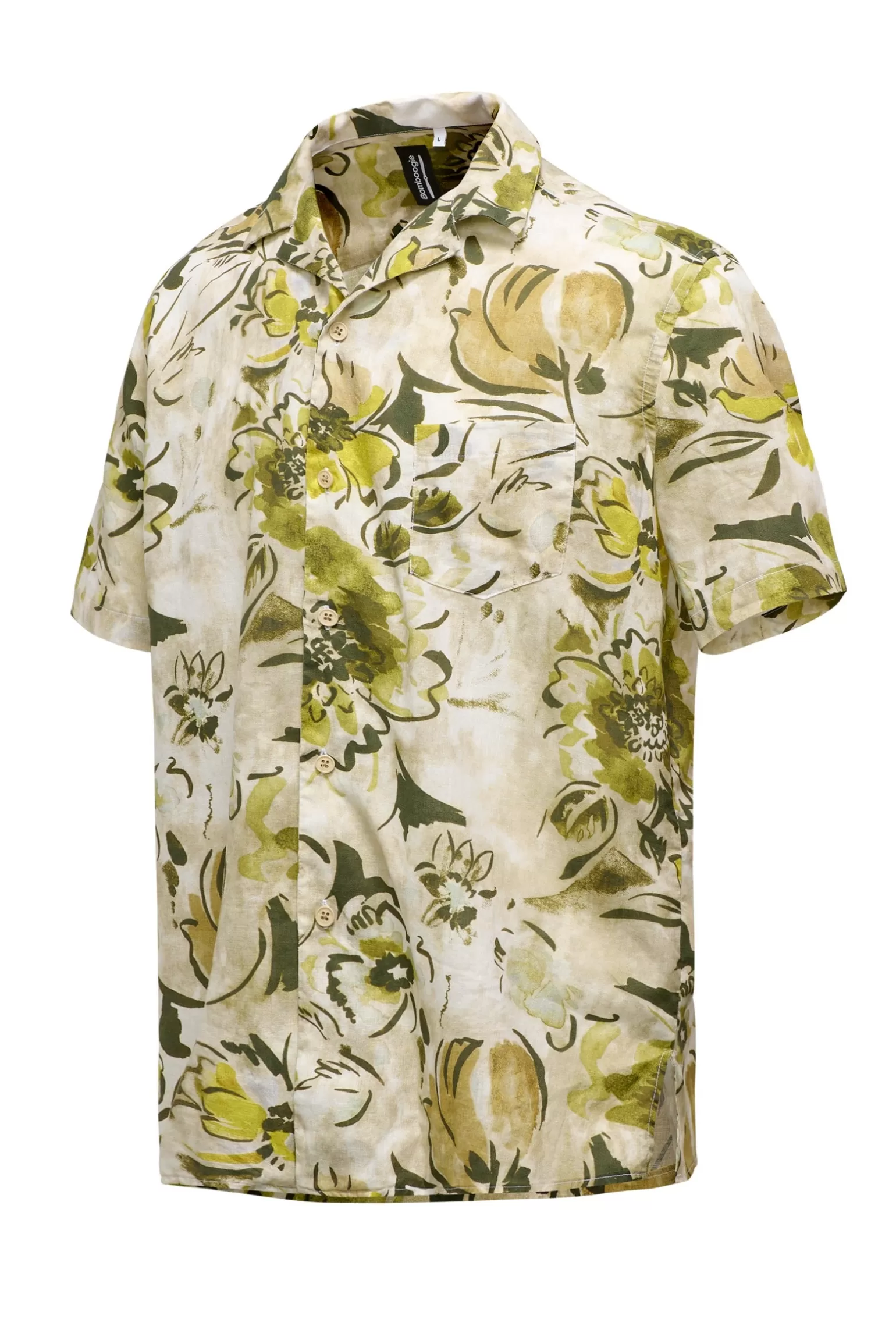 Uomo Bomboogie Camicia A Manica Corta Stampata In Lino/Cotone