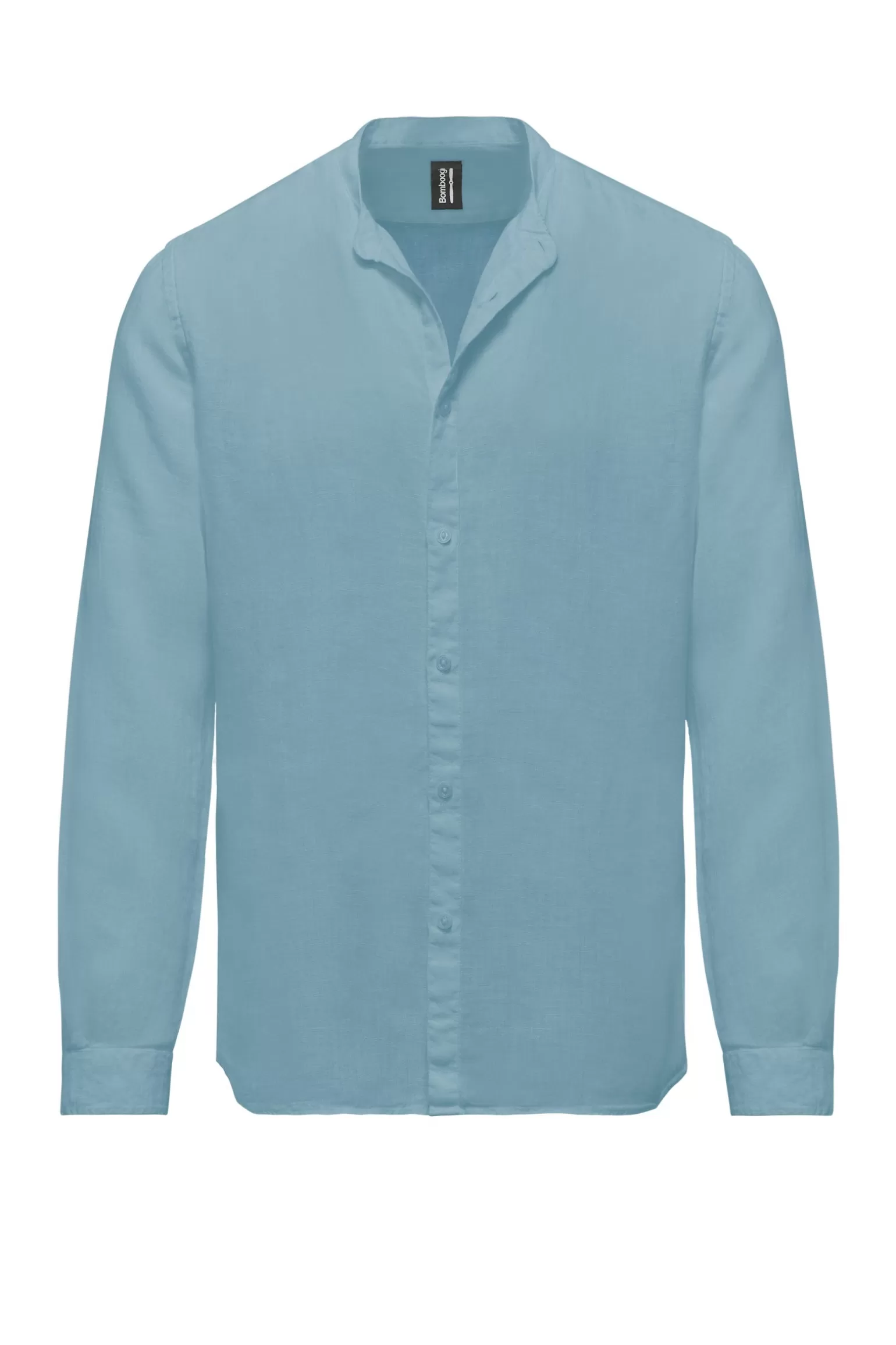 Uomo Bomboogie Camicia In Lino Con Collo Alla Coreana