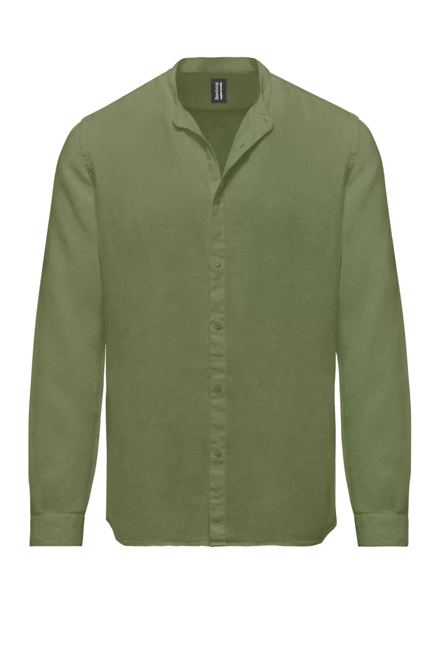 Uomo Bomboogie Camicia In Lino Con Collo Alla Coreana