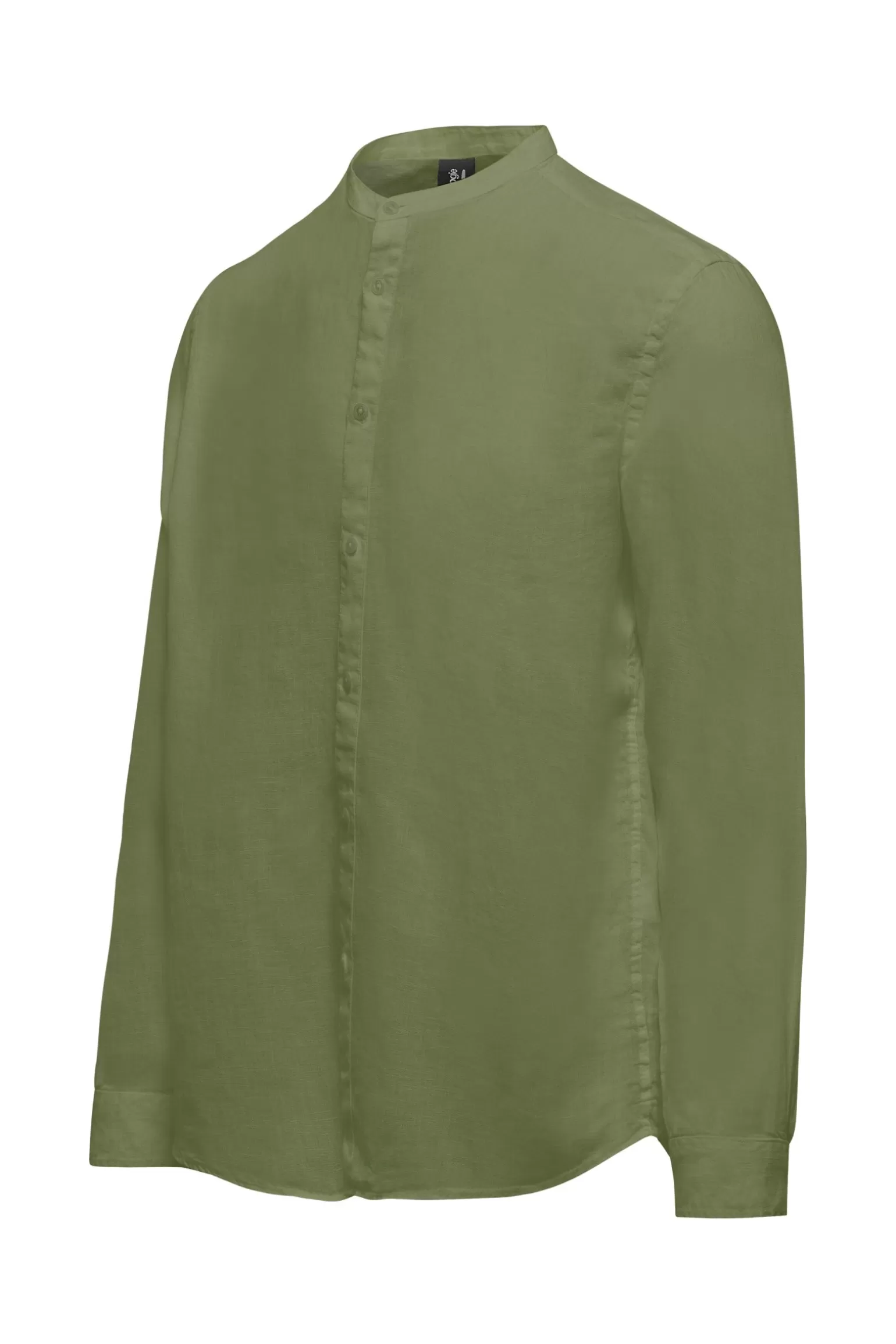 Uomo Bomboogie Camicia In Lino Con Collo Alla Coreana