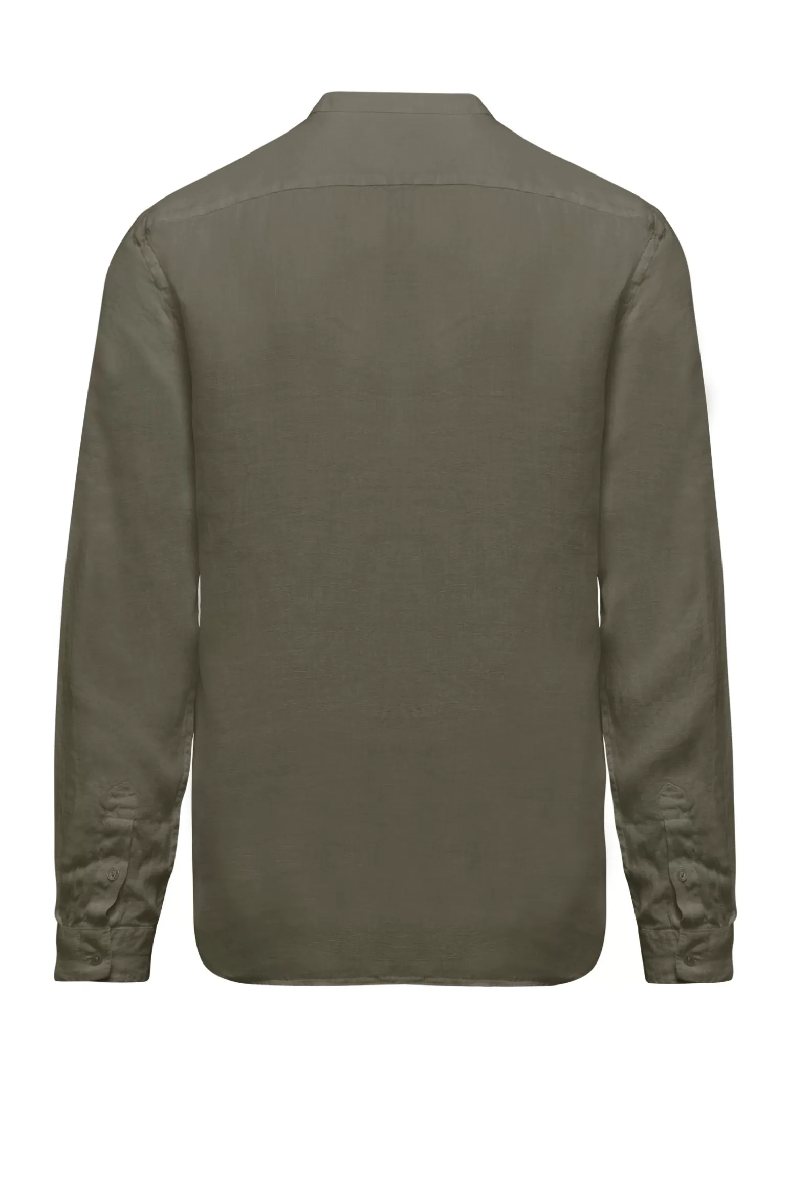 Uomo Bomboogie Camicia In Lino Con Collo Alla Coreana