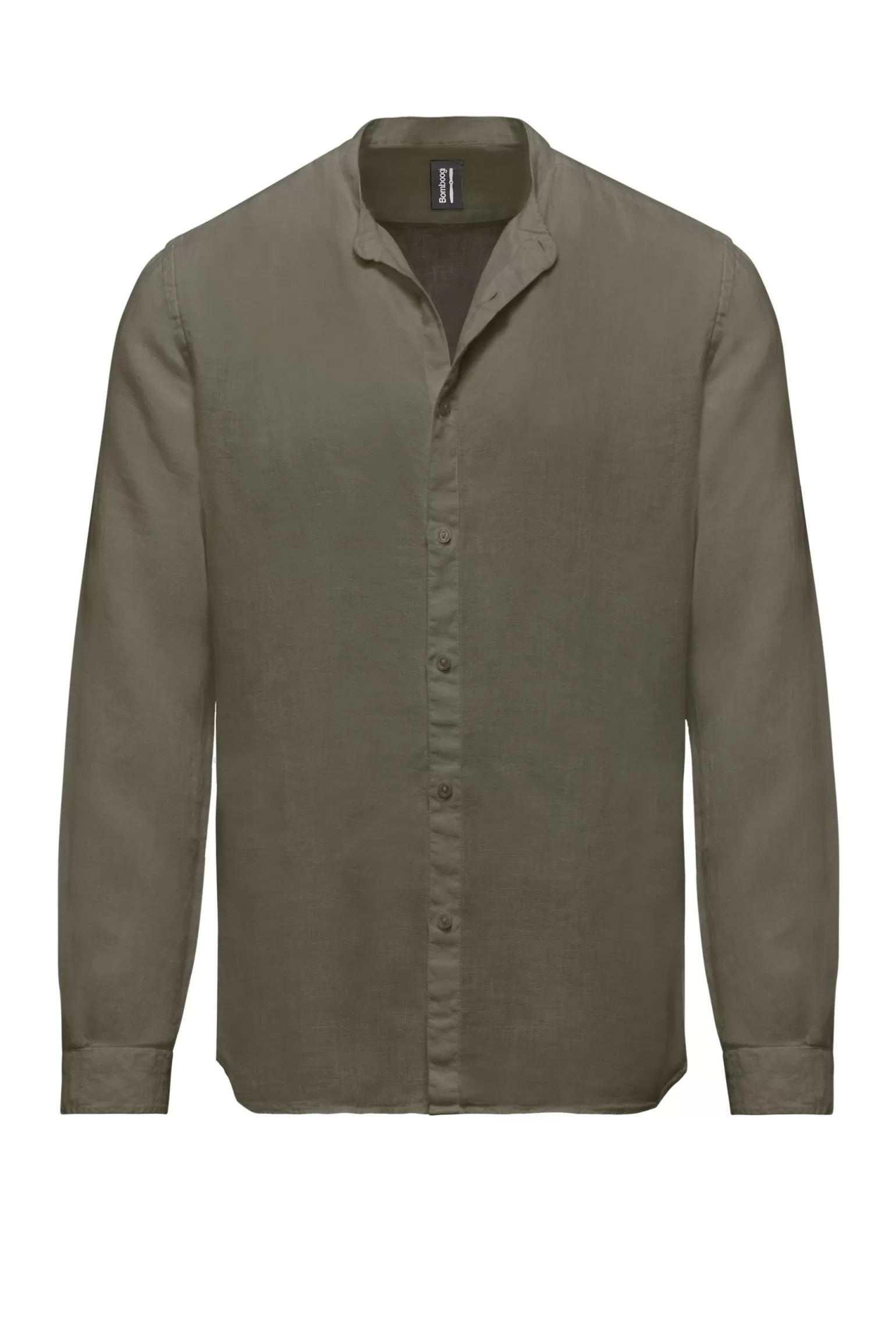 Uomo Bomboogie Camicia In Lino Con Collo Alla Coreana