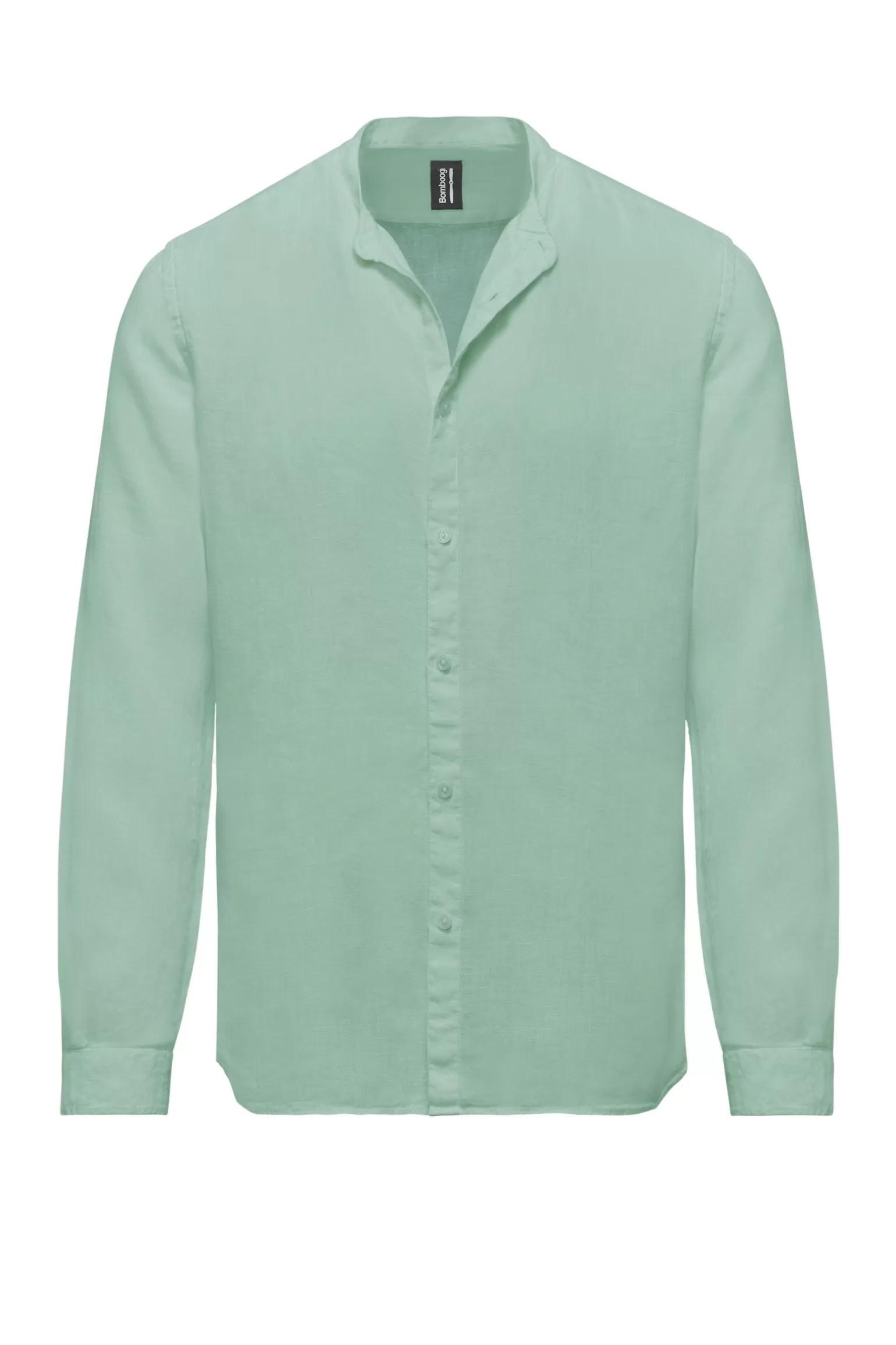 Uomo Bomboogie Camicia In Lino Con Collo Alla Coreana