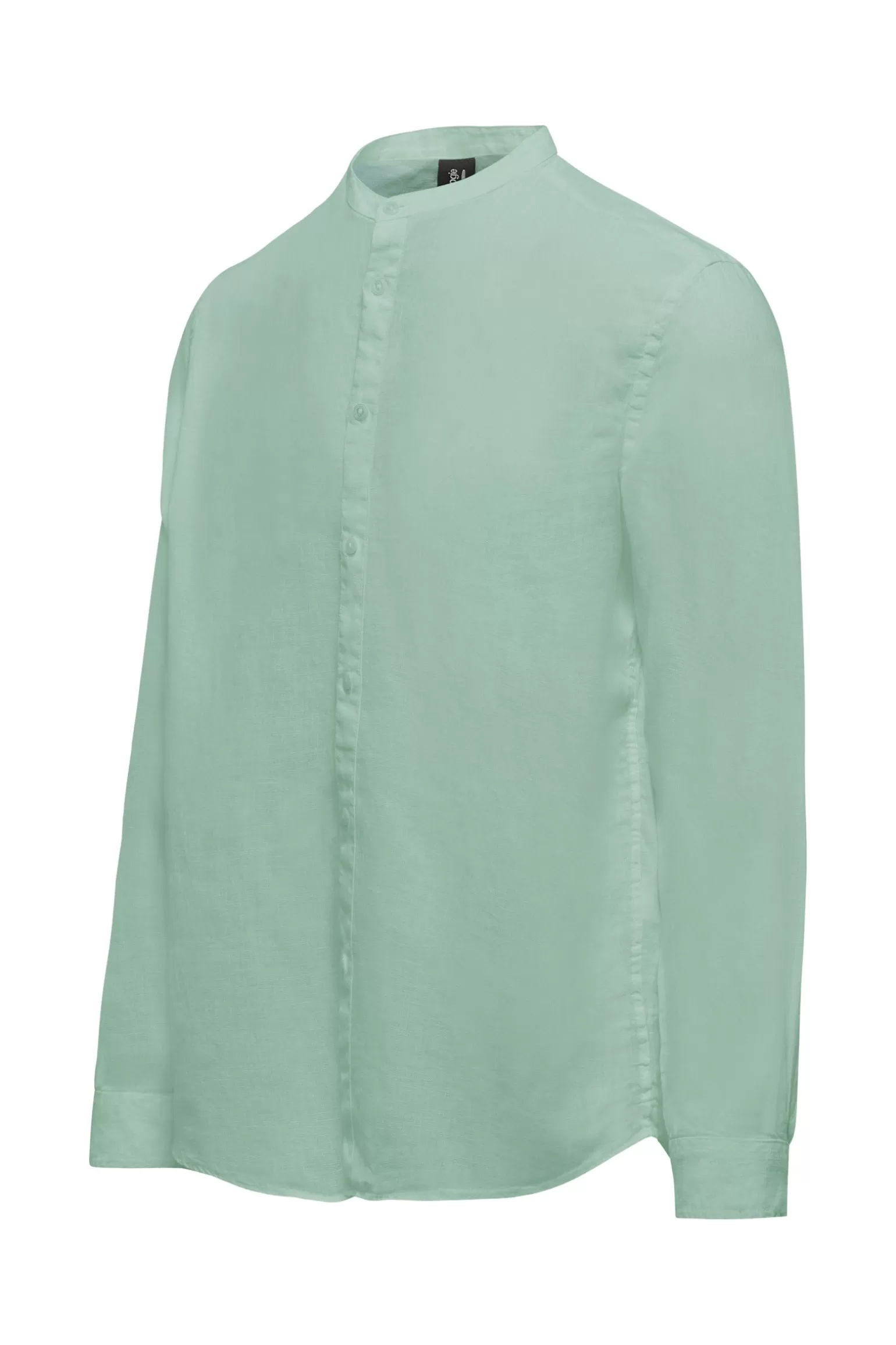 Uomo Bomboogie Camicia In Lino Con Collo Alla Coreana