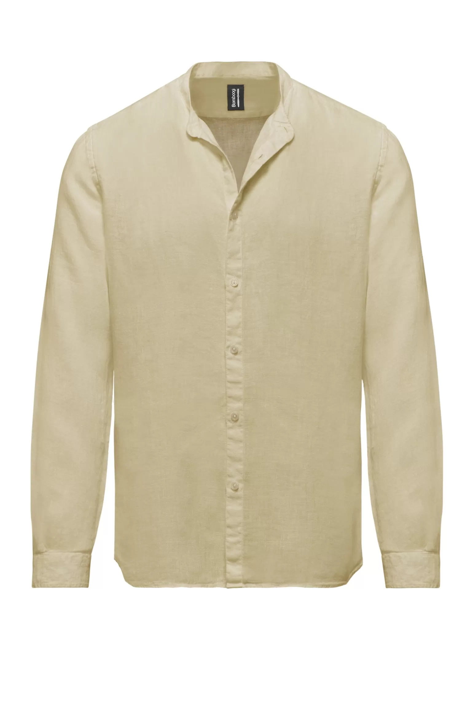 Uomo Bomboogie Camicia In Lino Con Collo Alla Coreana