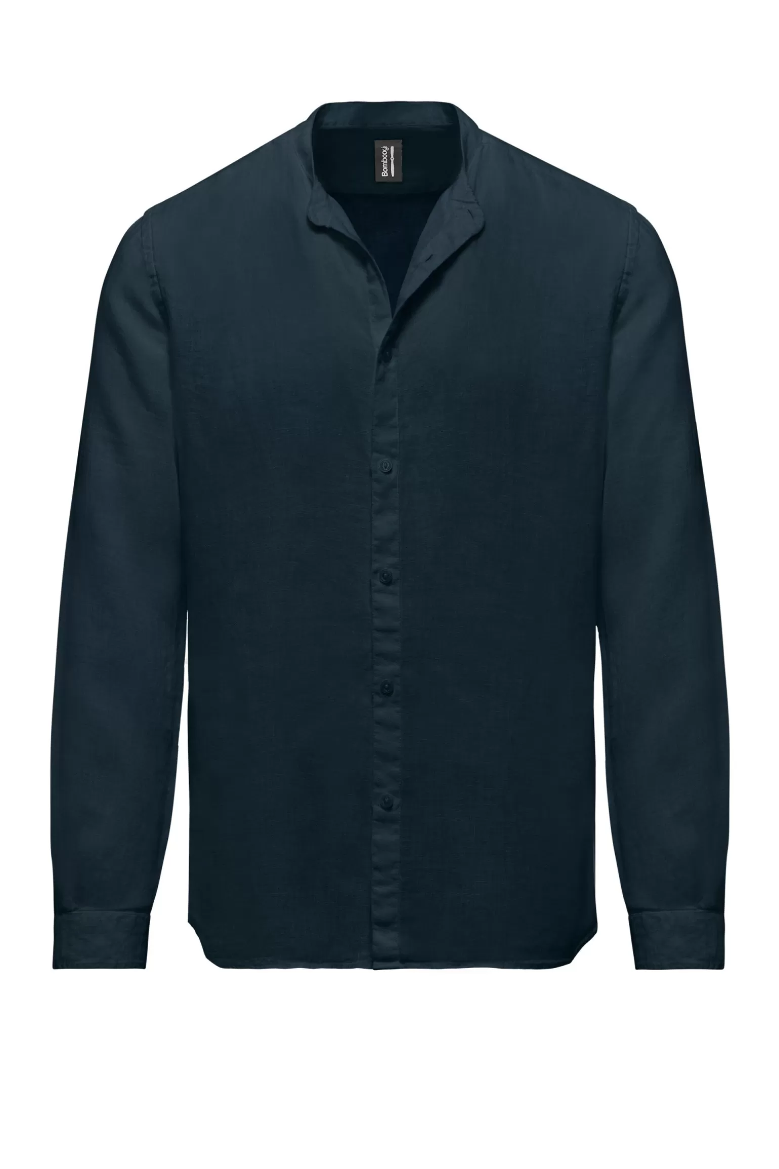 Uomo Bomboogie Camicia In Lino Con Collo Alla Coreana