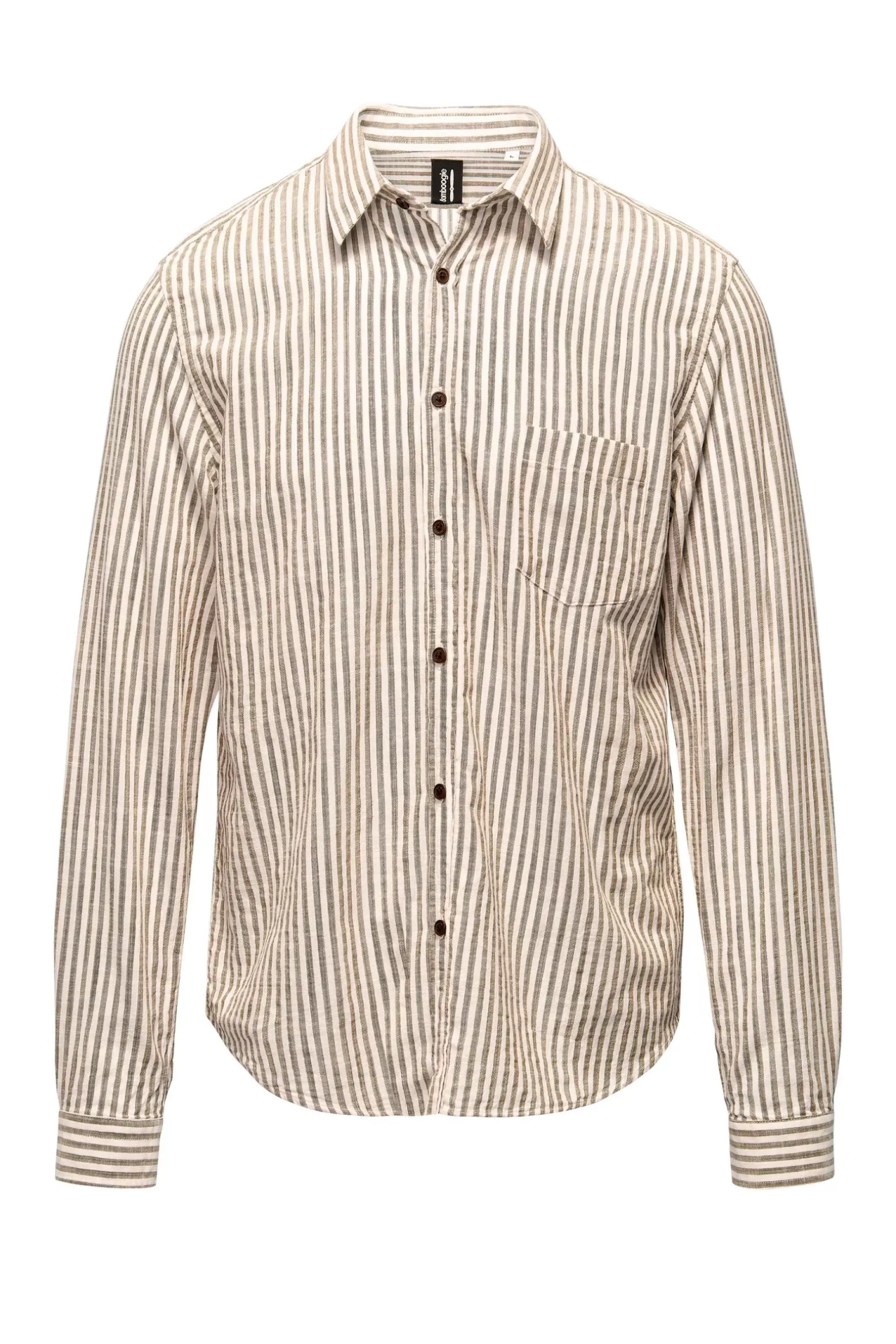 Uomo Bomboogie Camicia In Lino/Cotone A Righe