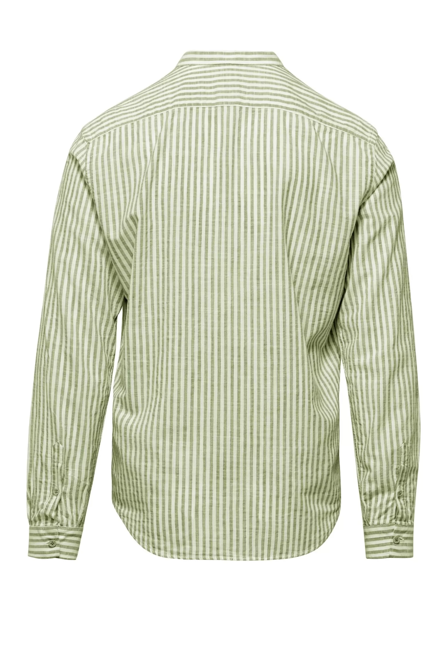 Uomo Bomboogie Camicia In Lino/Cotone A Righe Con Collo Alla Coreana