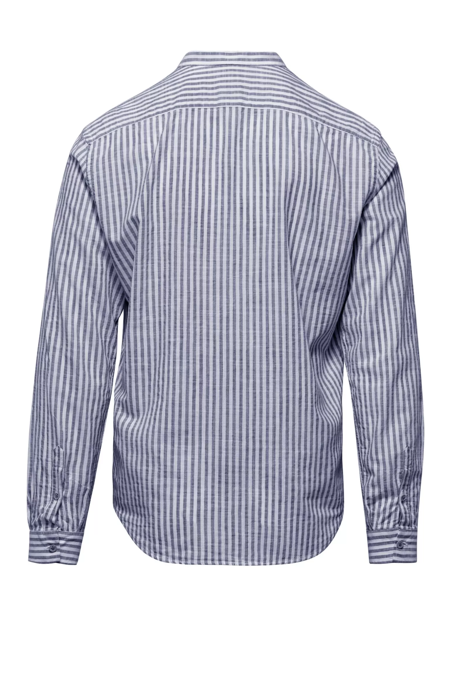 Uomo Bomboogie Camicia In Lino/Cotone A Righe Con Collo Alla Coreana
