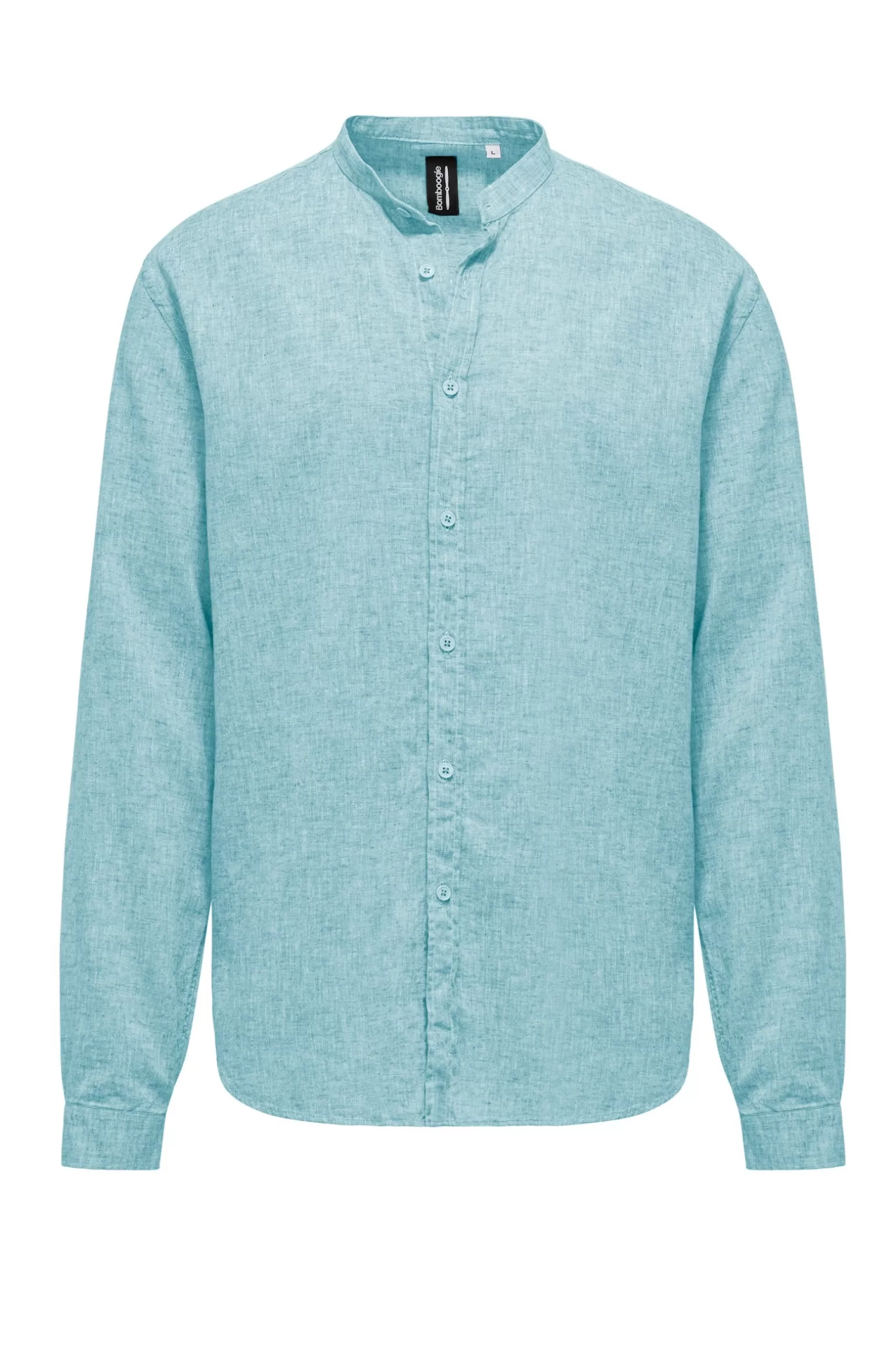 Uomo Bomboogie Camicia In Lino/Cotone Con Collo Alla Coreana