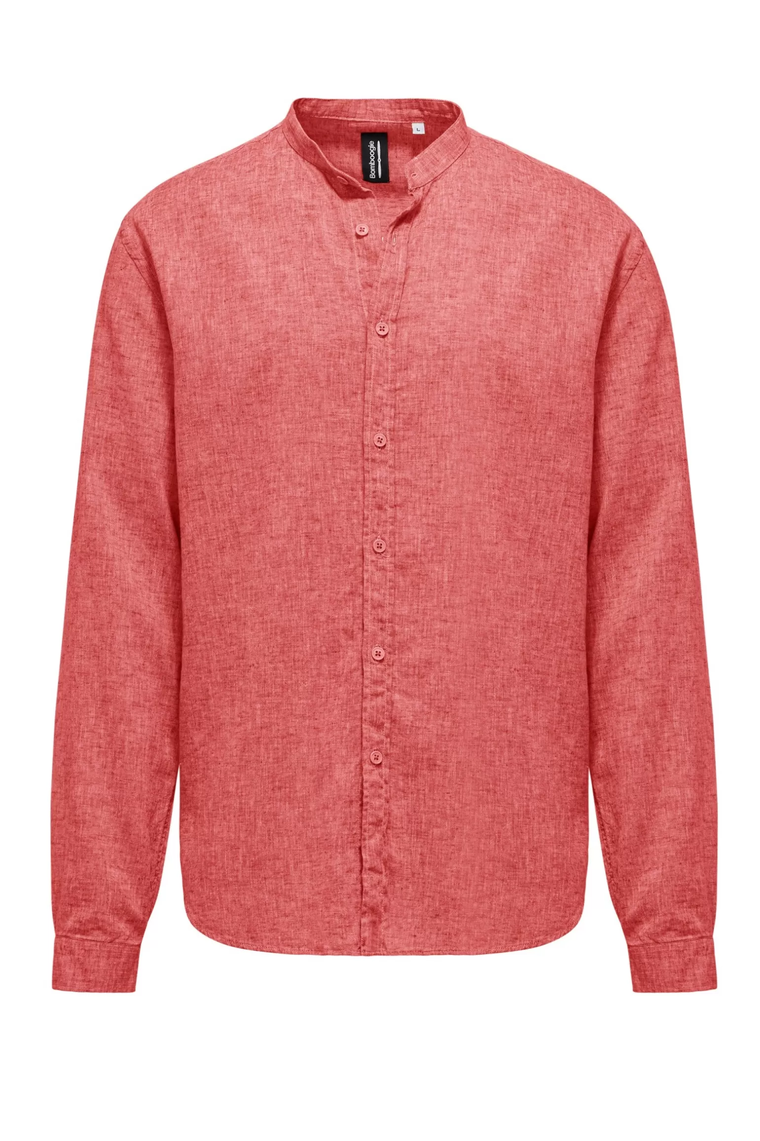 Uomo Bomboogie Camicia In Lino/Cotone Con Collo Alla Coreana