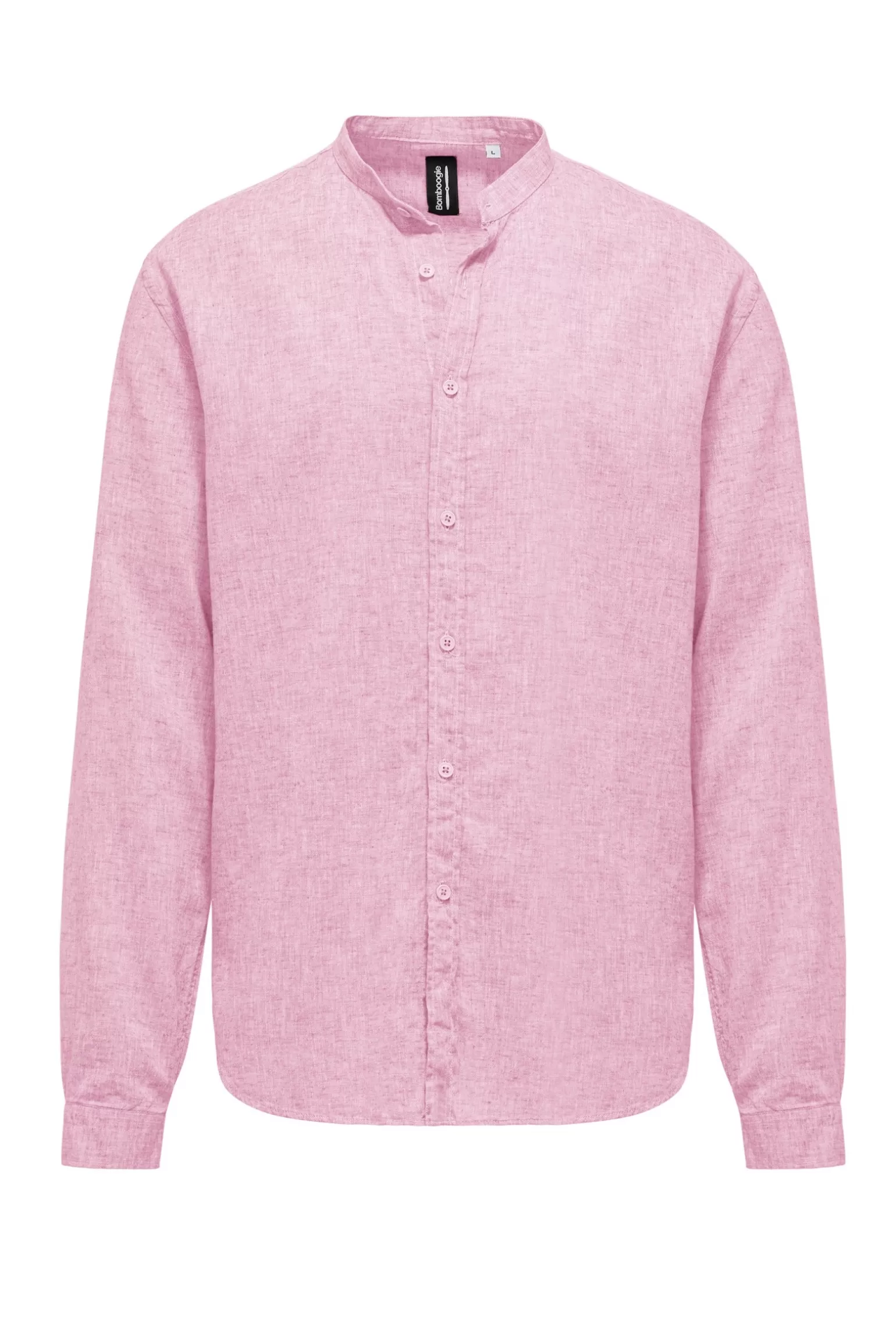 Uomo Bomboogie Camicia In Lino/Cotone Con Collo Alla Coreana