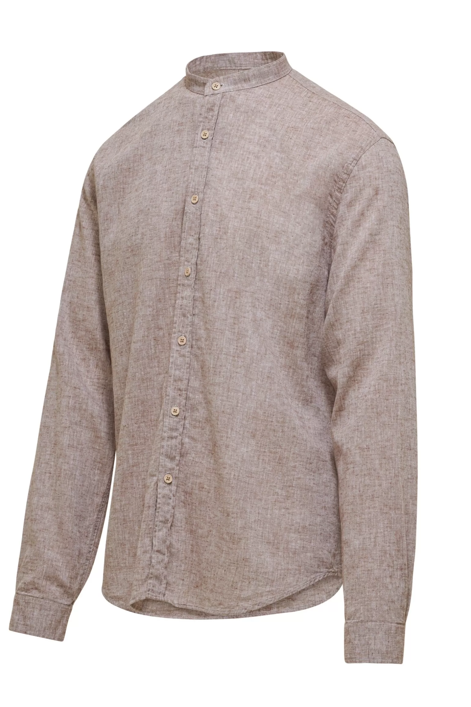 Uomo Bomboogie Camicia In Lino/Cotone Con Collo Alla Coreana