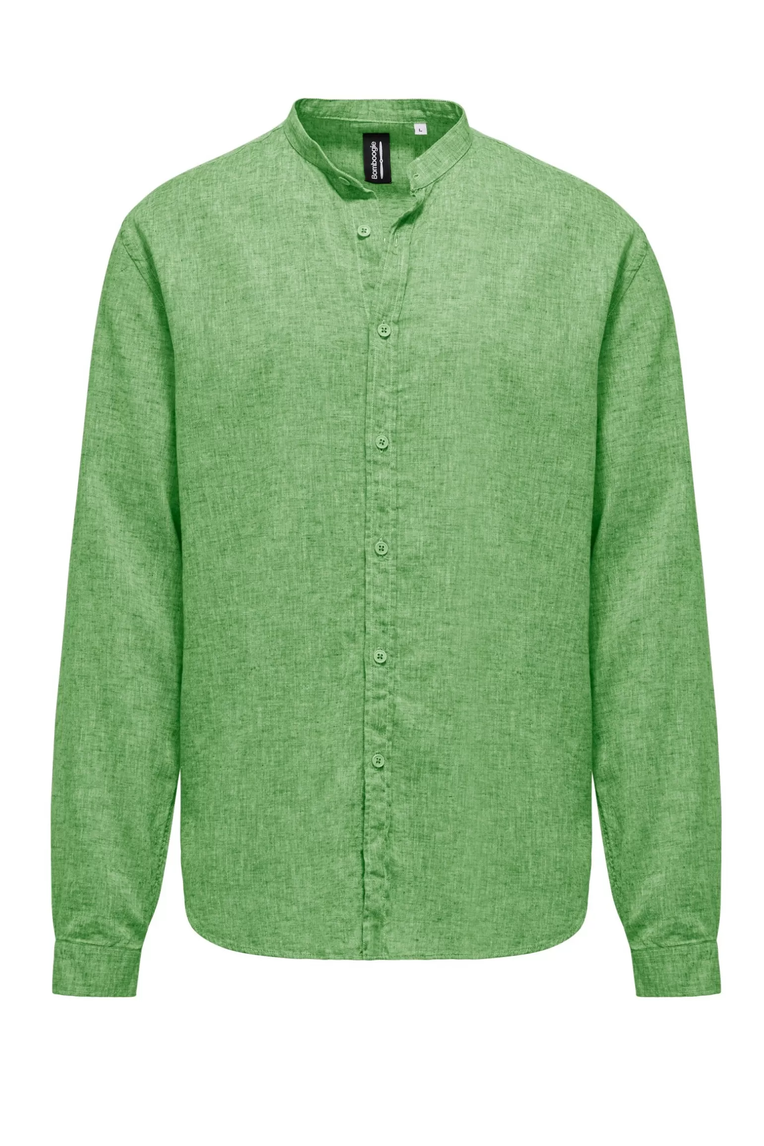 Uomo Bomboogie Camicia In Lino/Cotone Con Collo Alla Coreana