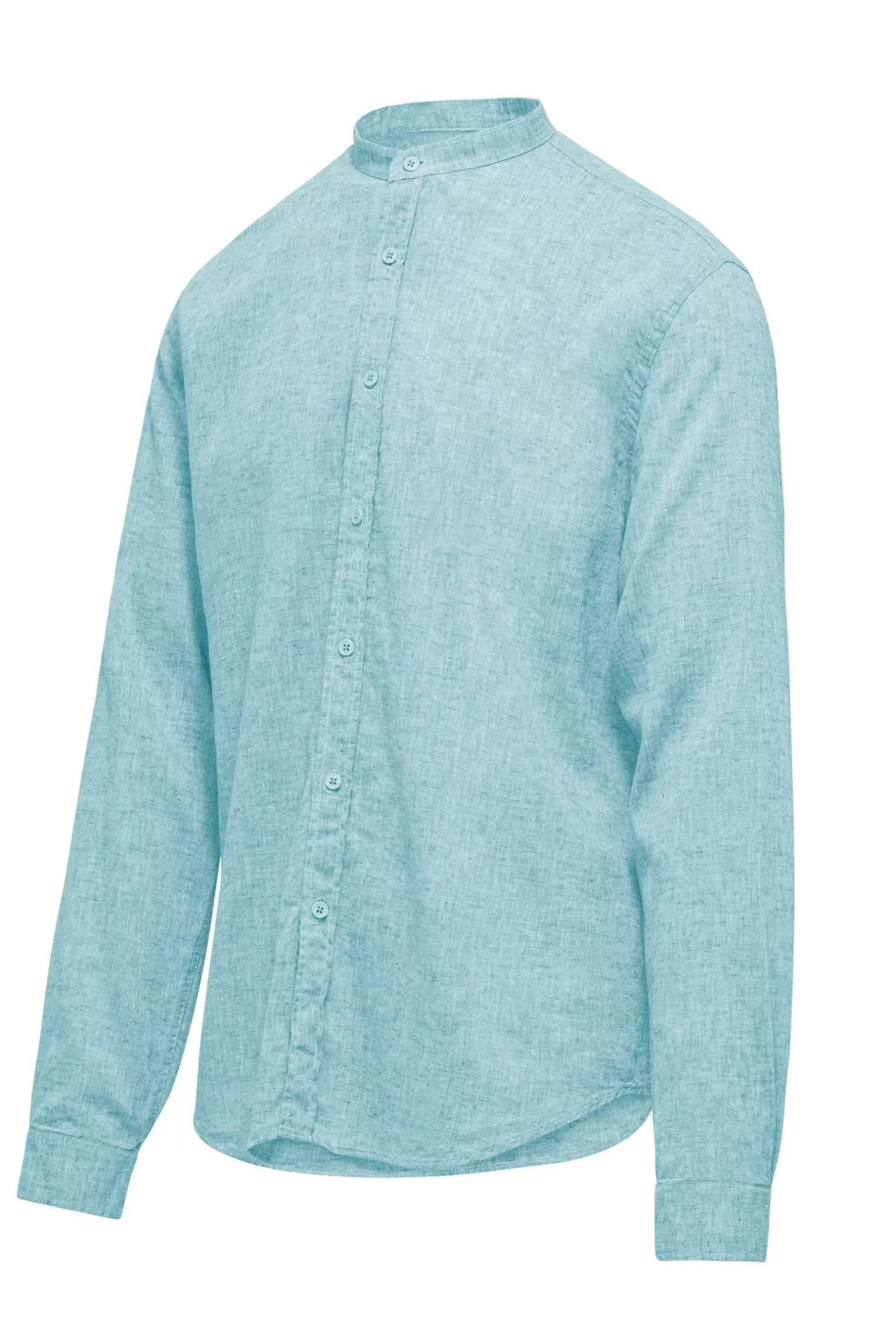 Uomo Bomboogie Camicia In Lino/Cotone Con Collo Alla Coreana
