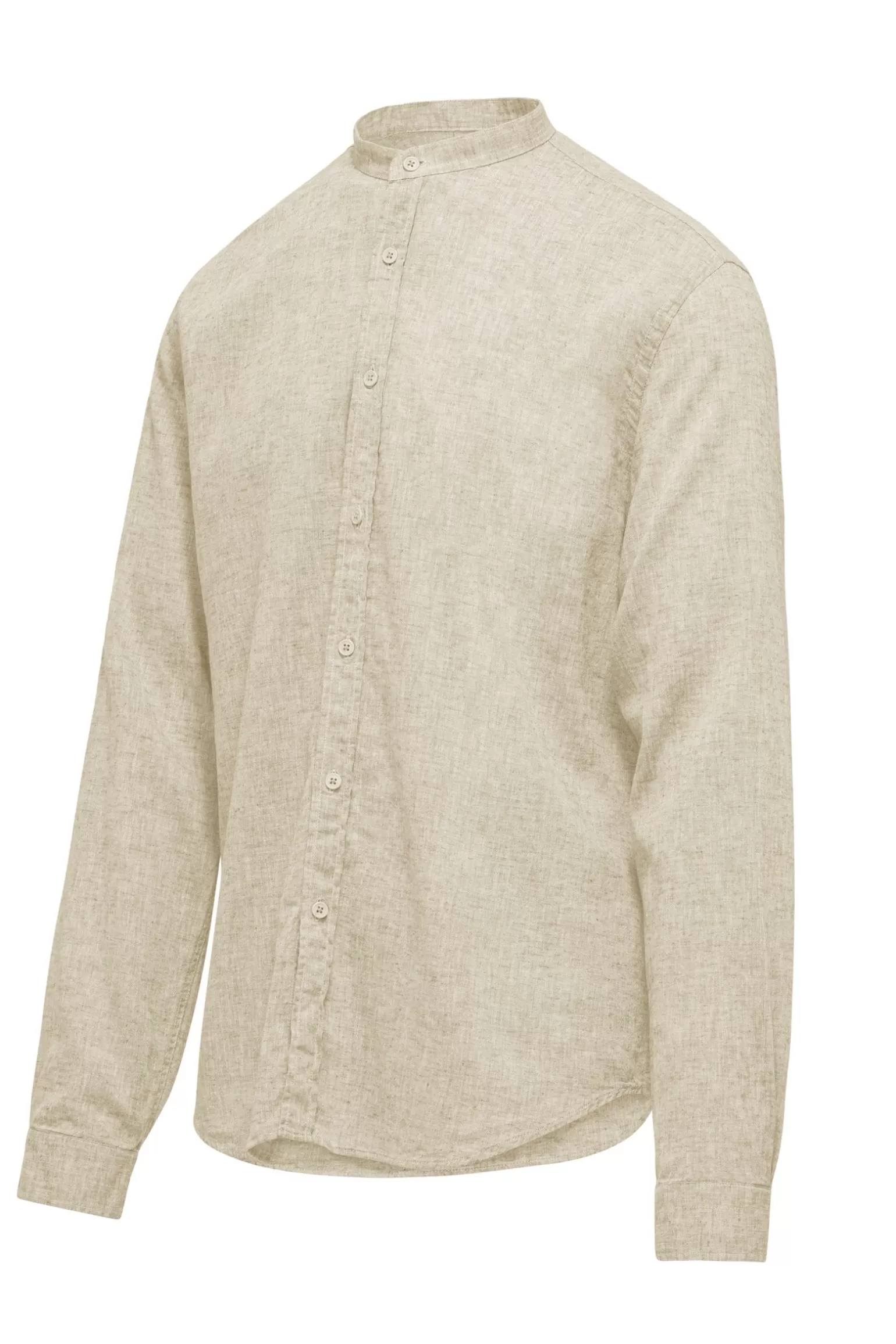 Uomo Bomboogie Camicia In Lino/Cotone Con Collo Alla Coreana