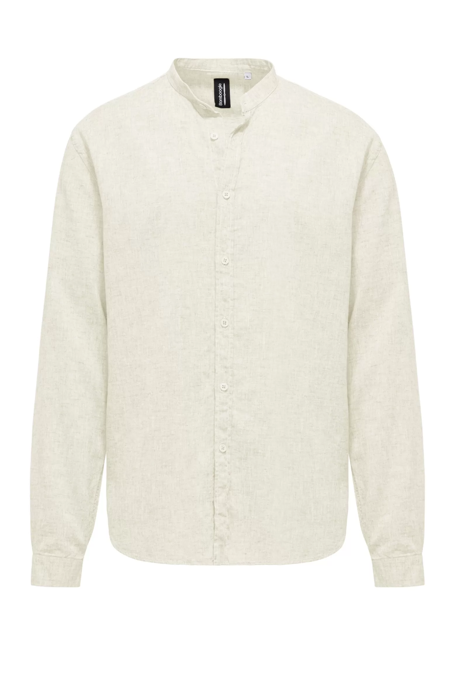 Uomo Bomboogie Camicia In Lino/Cotone Con Collo Alla Coreana