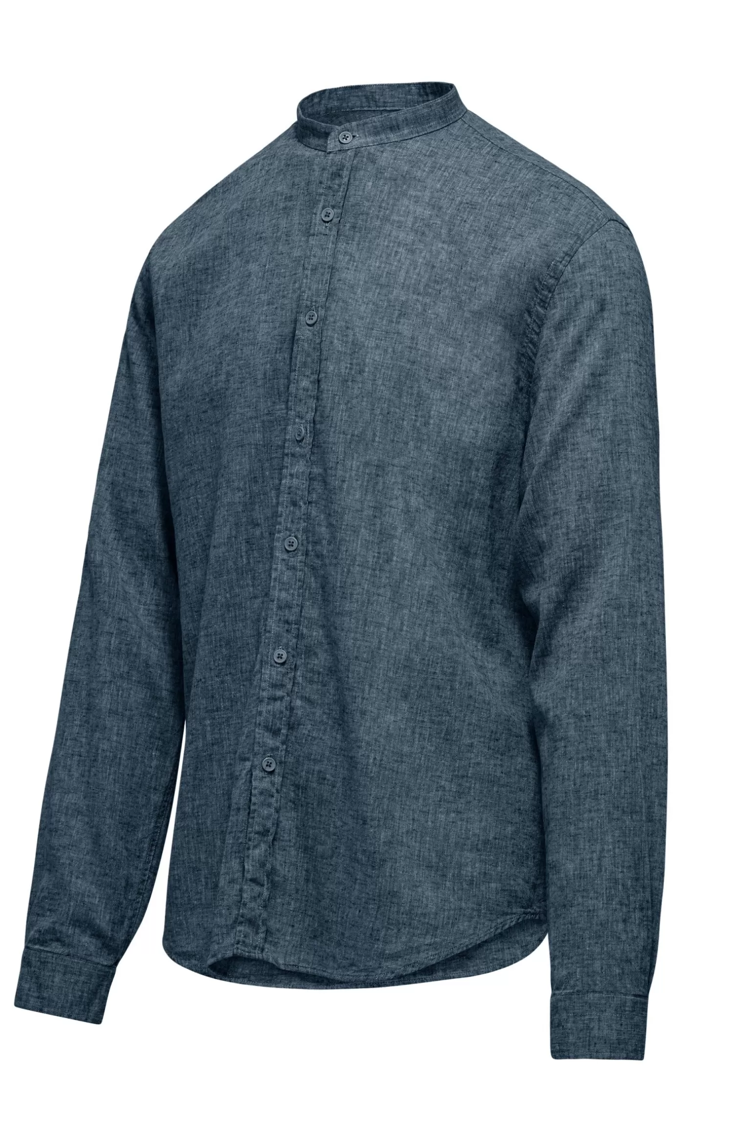 Uomo Bomboogie Camicia In Lino/Cotone Con Collo Alla Coreana