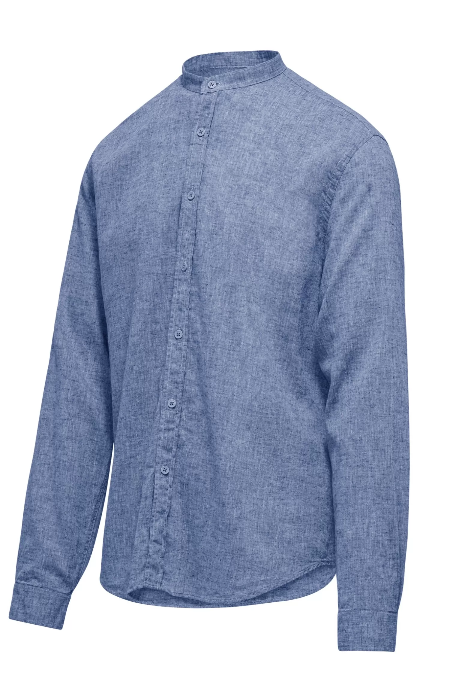 Uomo Bomboogie Camicia In Lino/Cotone Con Collo Alla Coreana