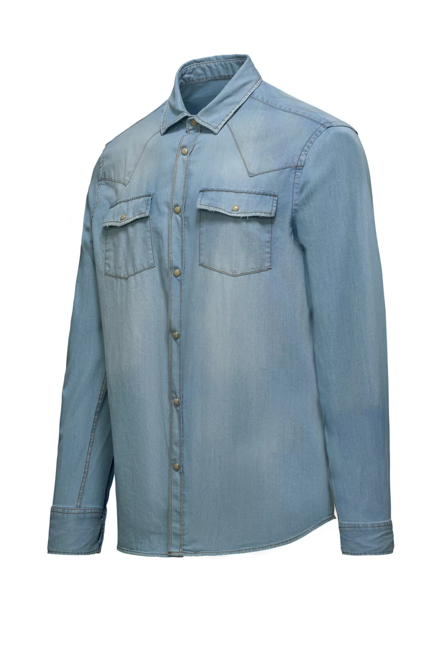 Uomo Bomboogie Camicia Rodeo In Denim Elasticizzato