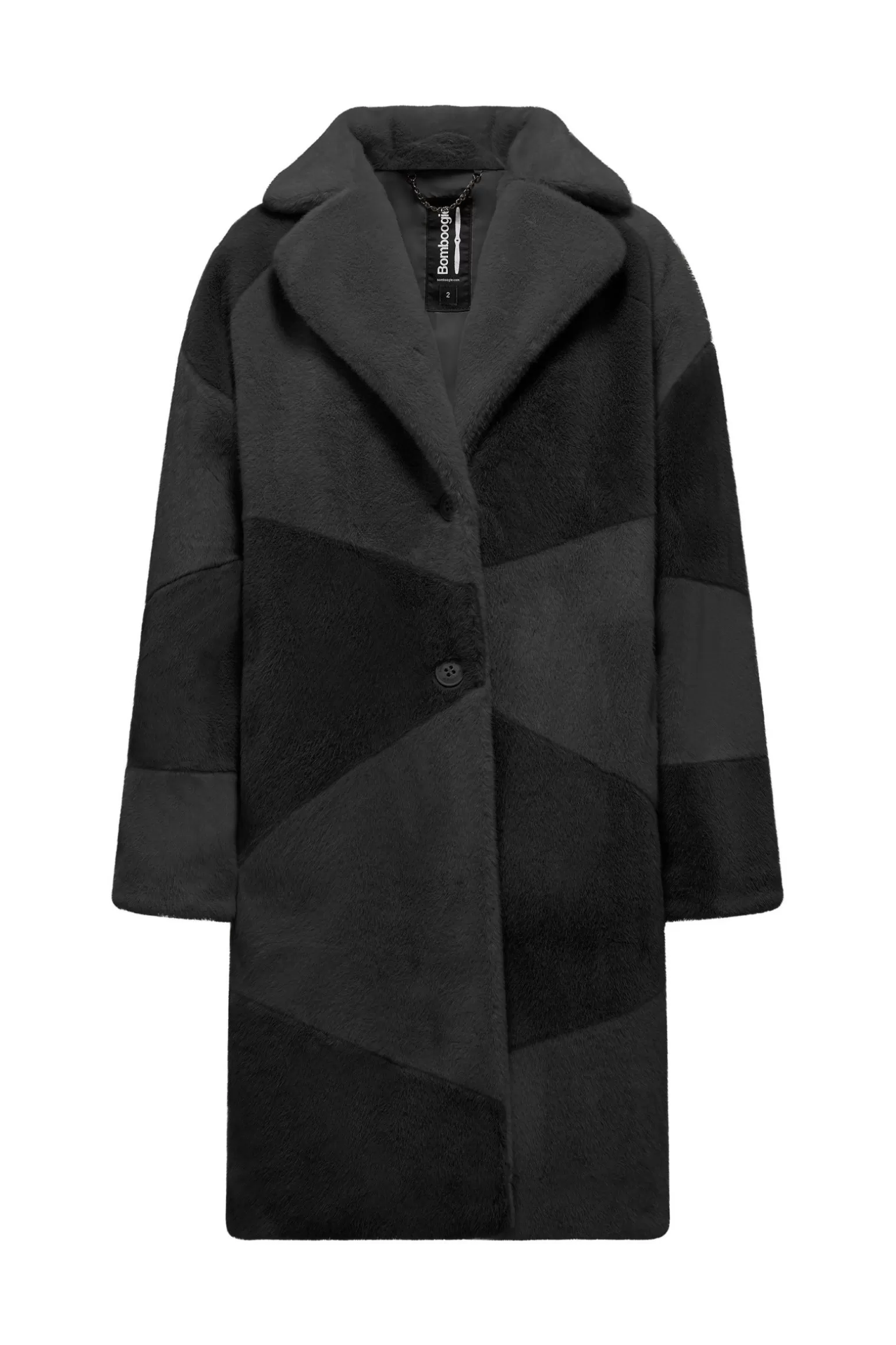 Donna Bomboogie Cappotto Bicolore Monopetto Con Revers