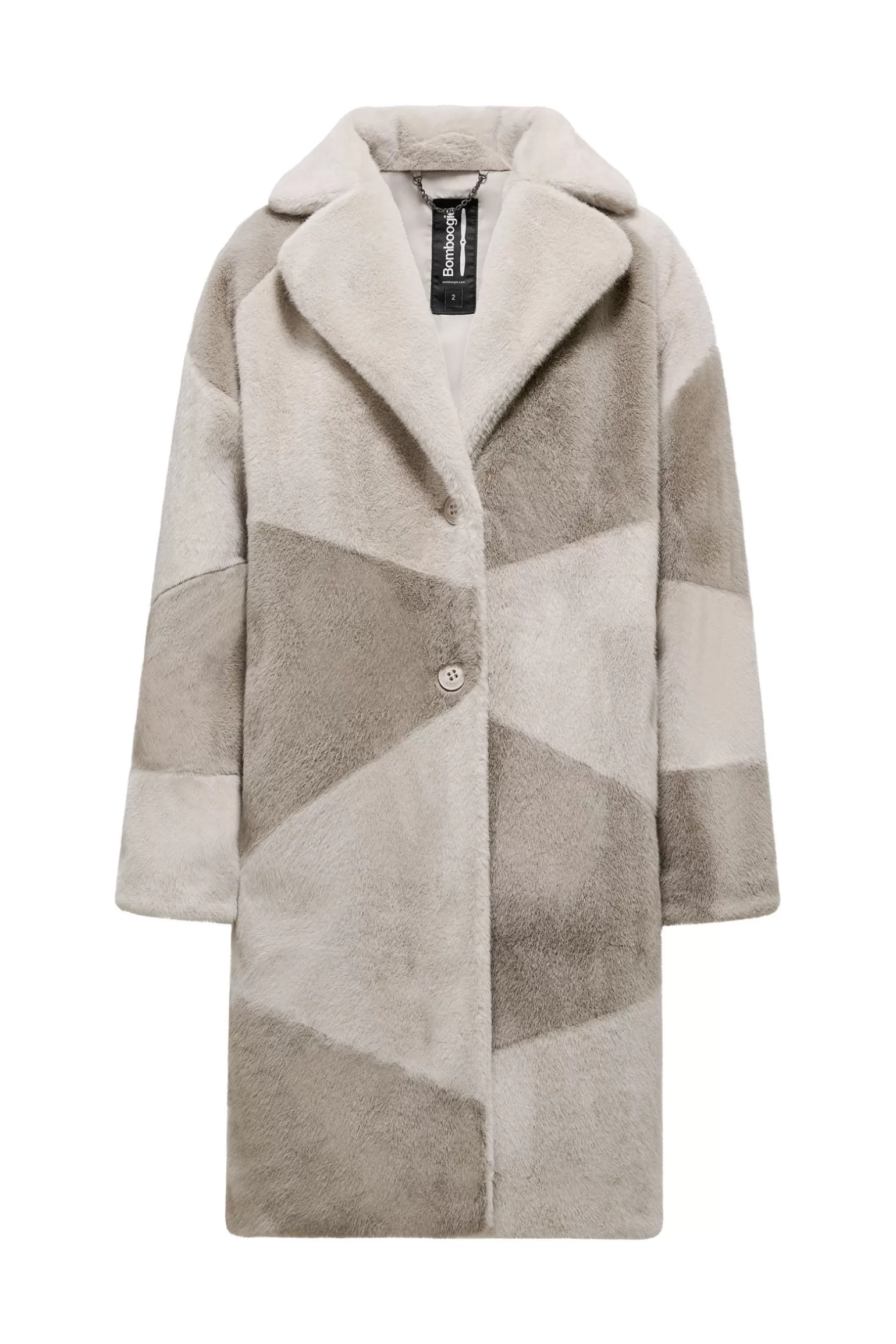 Donna Bomboogie Cappotto Bicolore Monopetto Con Revers