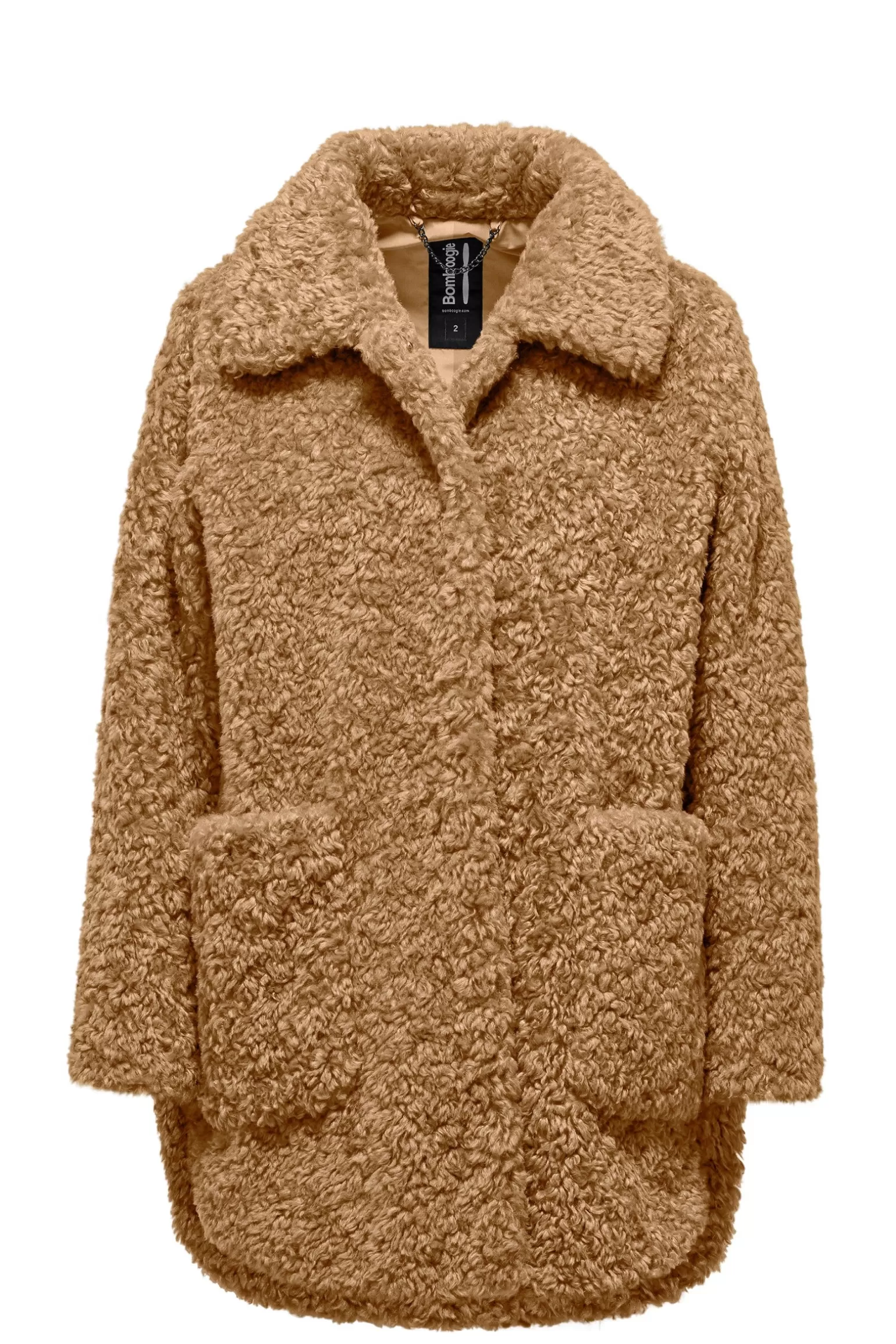 Donna Bomboogie Cappotto Con Colletto In Sherpa Fleece Effetto Curly