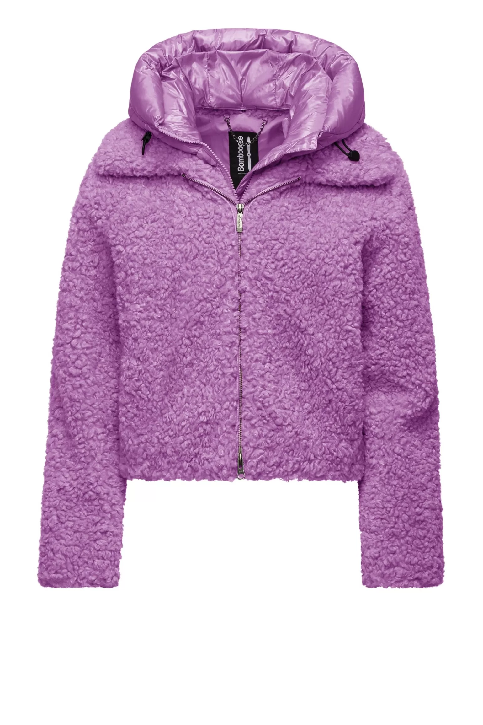 Donna Bomboogie Cappotto Corto In Sherpa Fleece Con Cappuccio