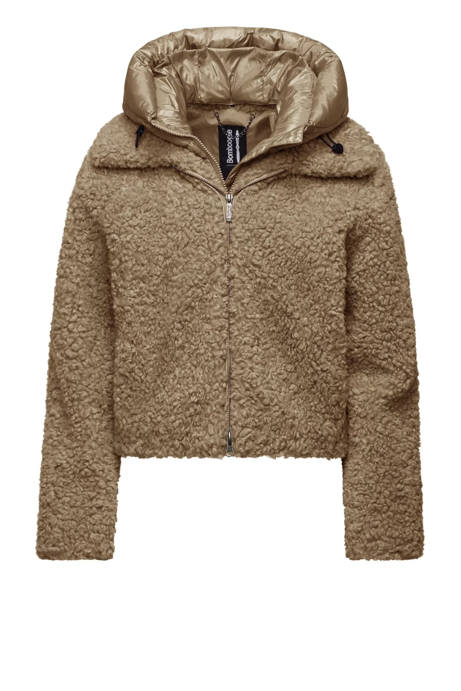 Donna Bomboogie Cappotto Corto In Sherpa Fleece Con Cappuccio