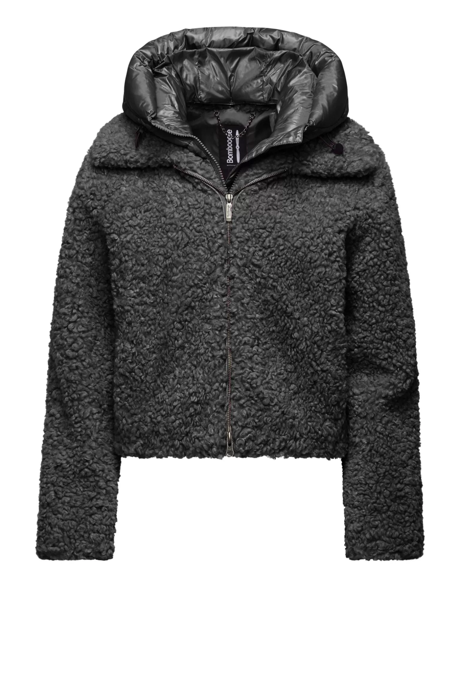 Donna Bomboogie Cappotto Corto In Sherpa Fleece Con Cappuccio