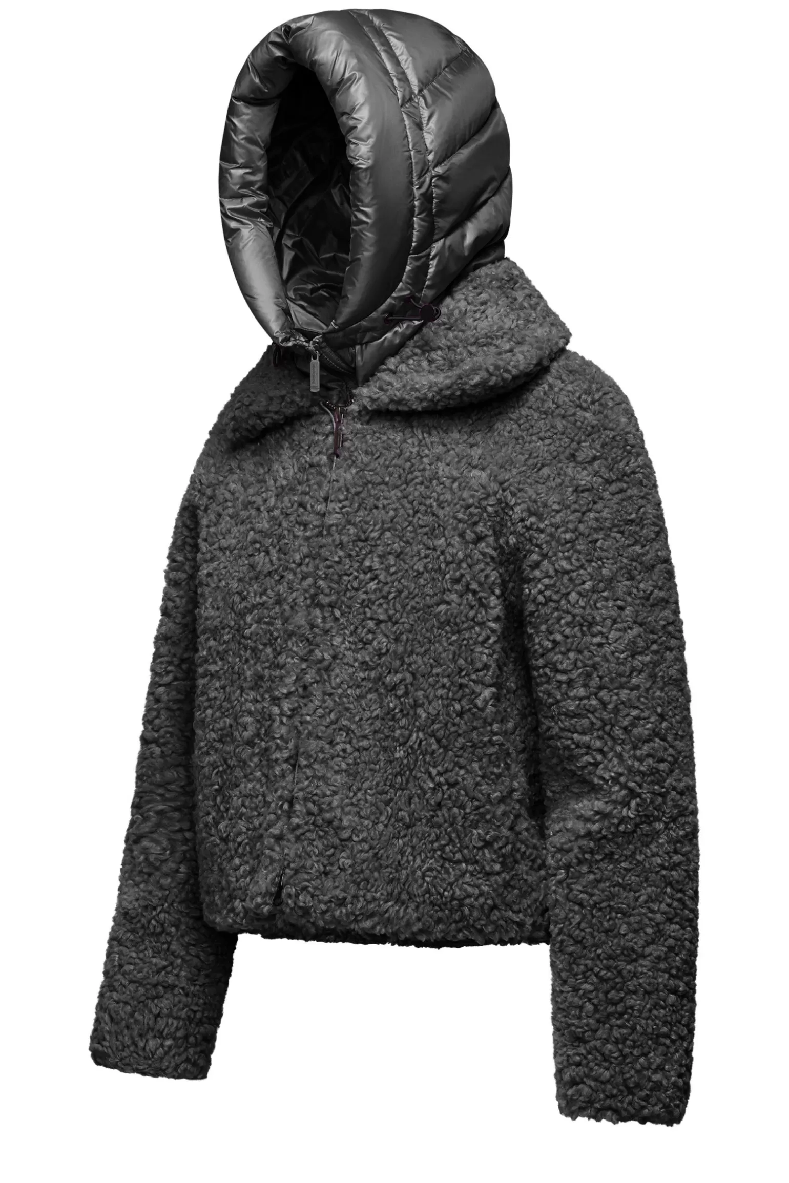Donna Bomboogie Cappotto Corto In Sherpa Fleece Con Cappuccio