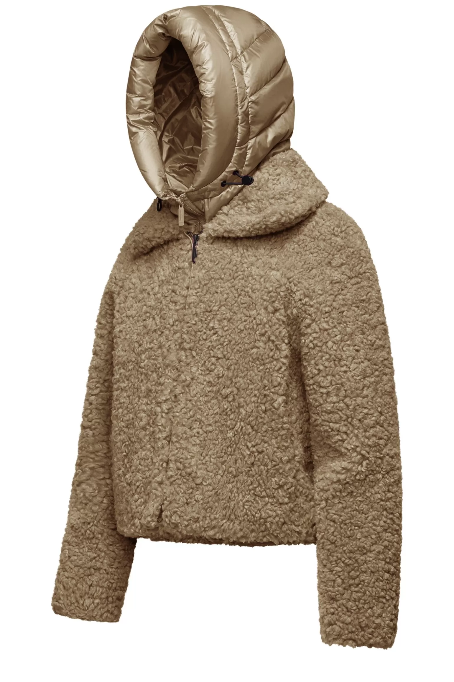 Donna Bomboogie Cappotto Corto In Sherpa Fleece Con Cappuccio