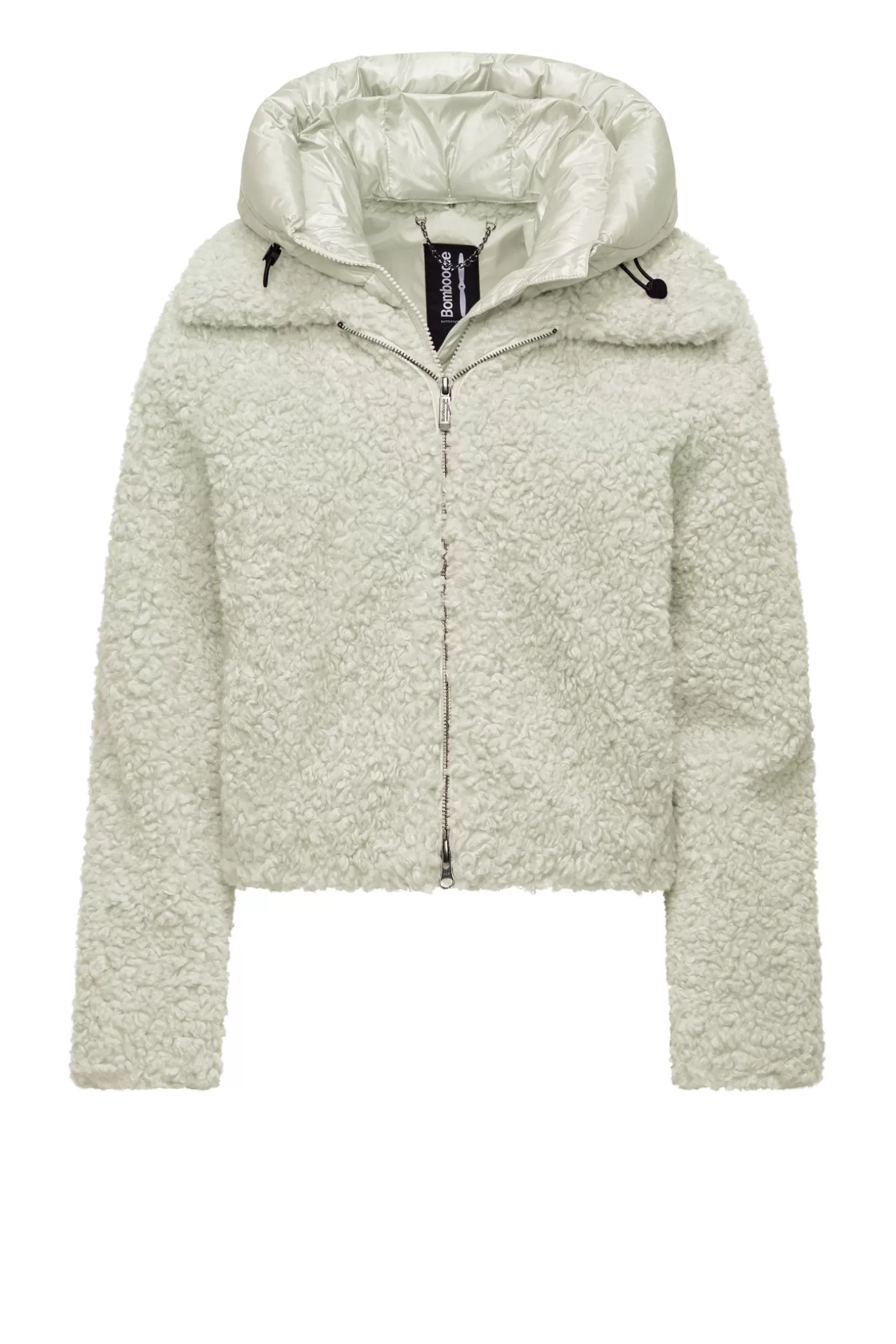 Donna Bomboogie Cappotto Corto In Sherpa Fleece Con Cappuccio