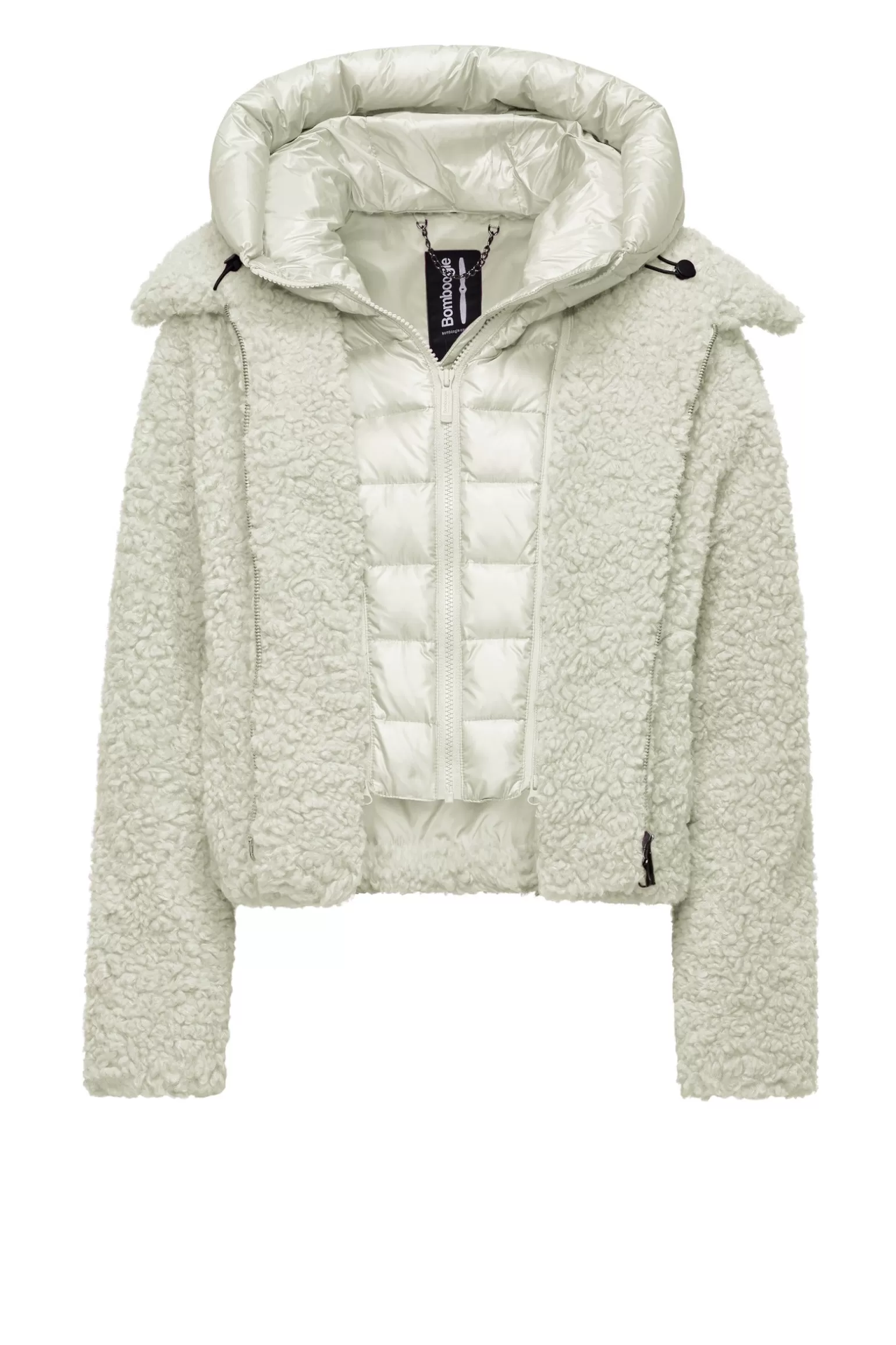 Donna Bomboogie Cappotto Corto In Sherpa Fleece Con Cappuccio