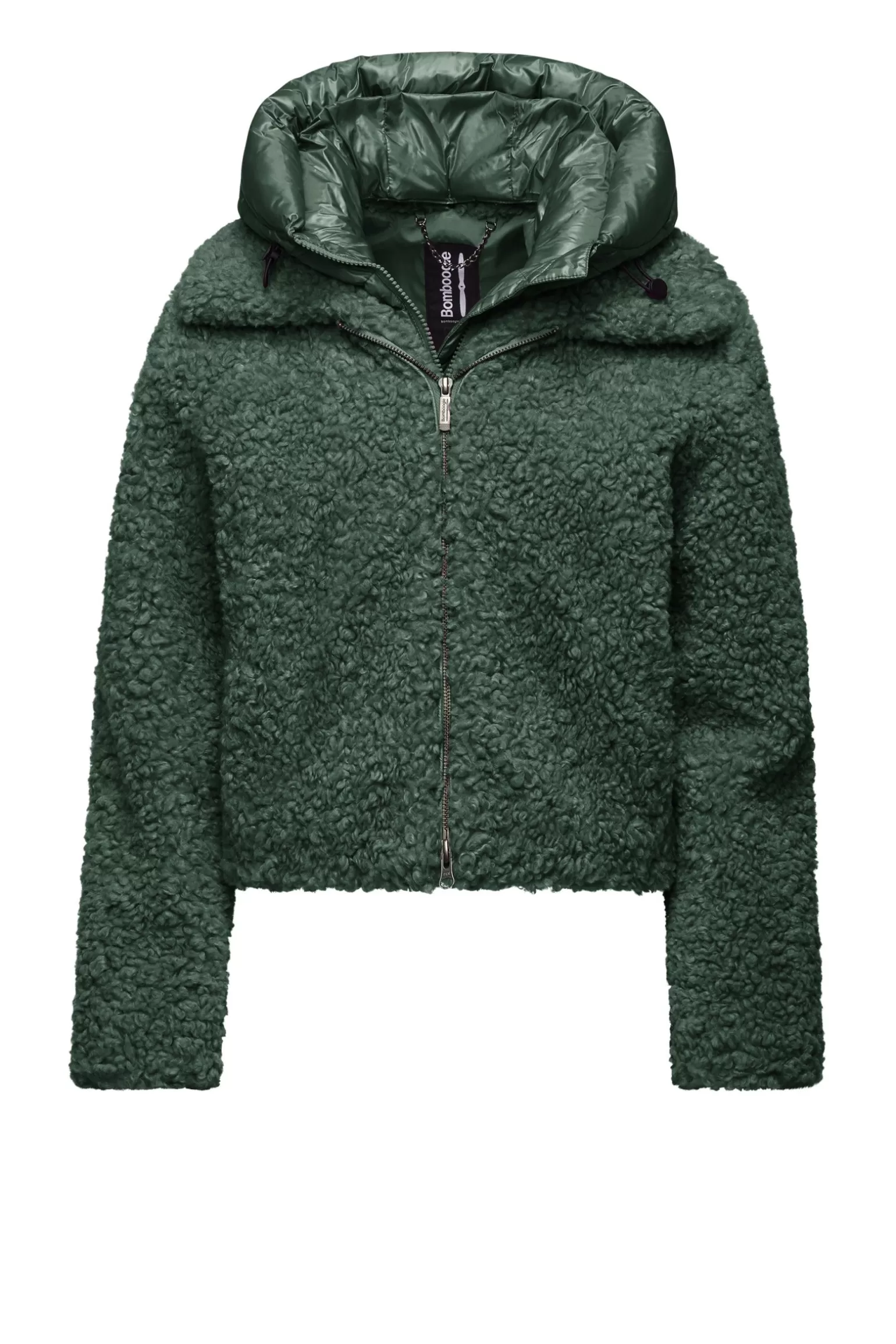 Donna Bomboogie Cappotto Corto In Sherpa Fleece Con Cappuccio