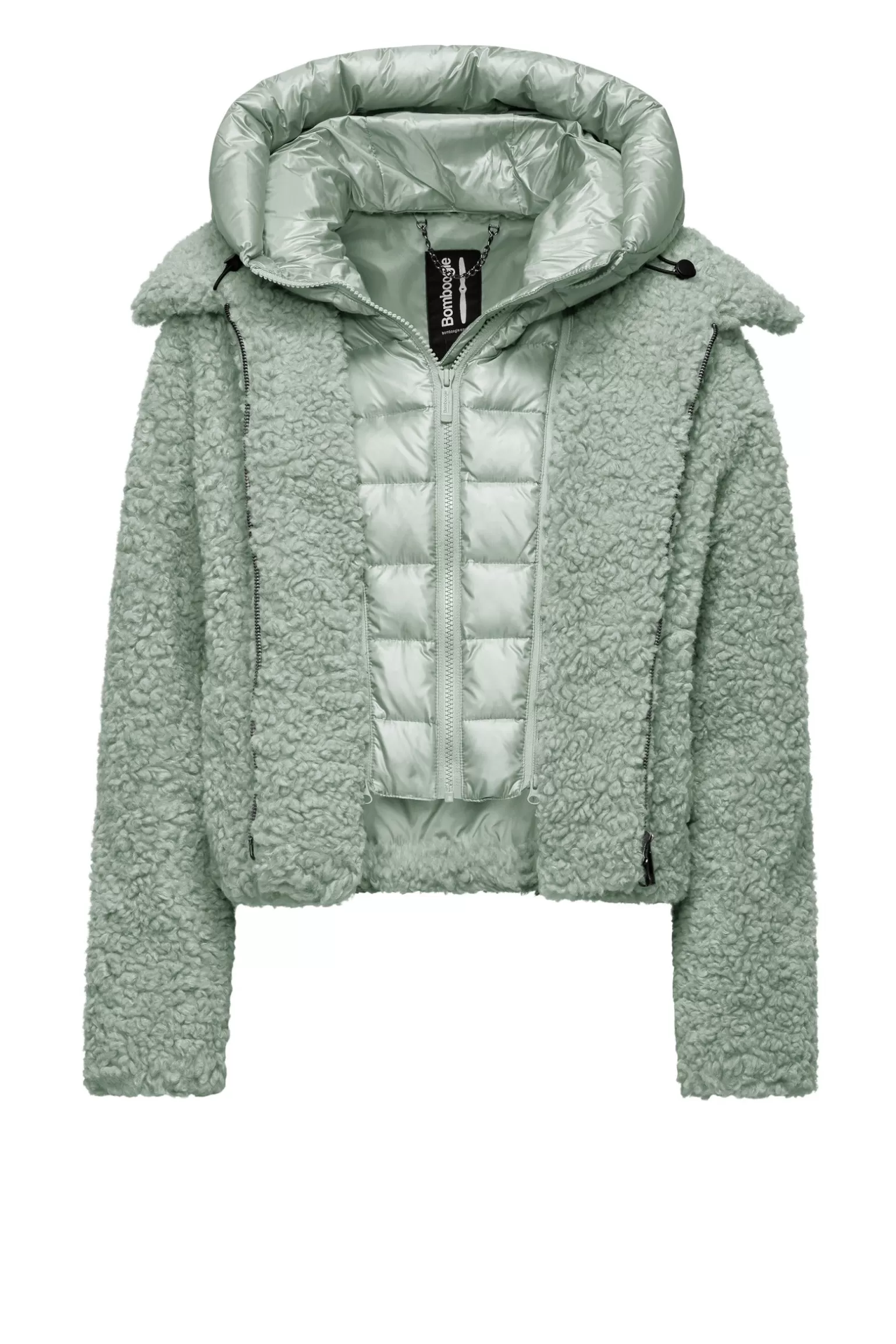 Donna Bomboogie Cappotto Corto In Sherpa Fleece Con Cappuccio