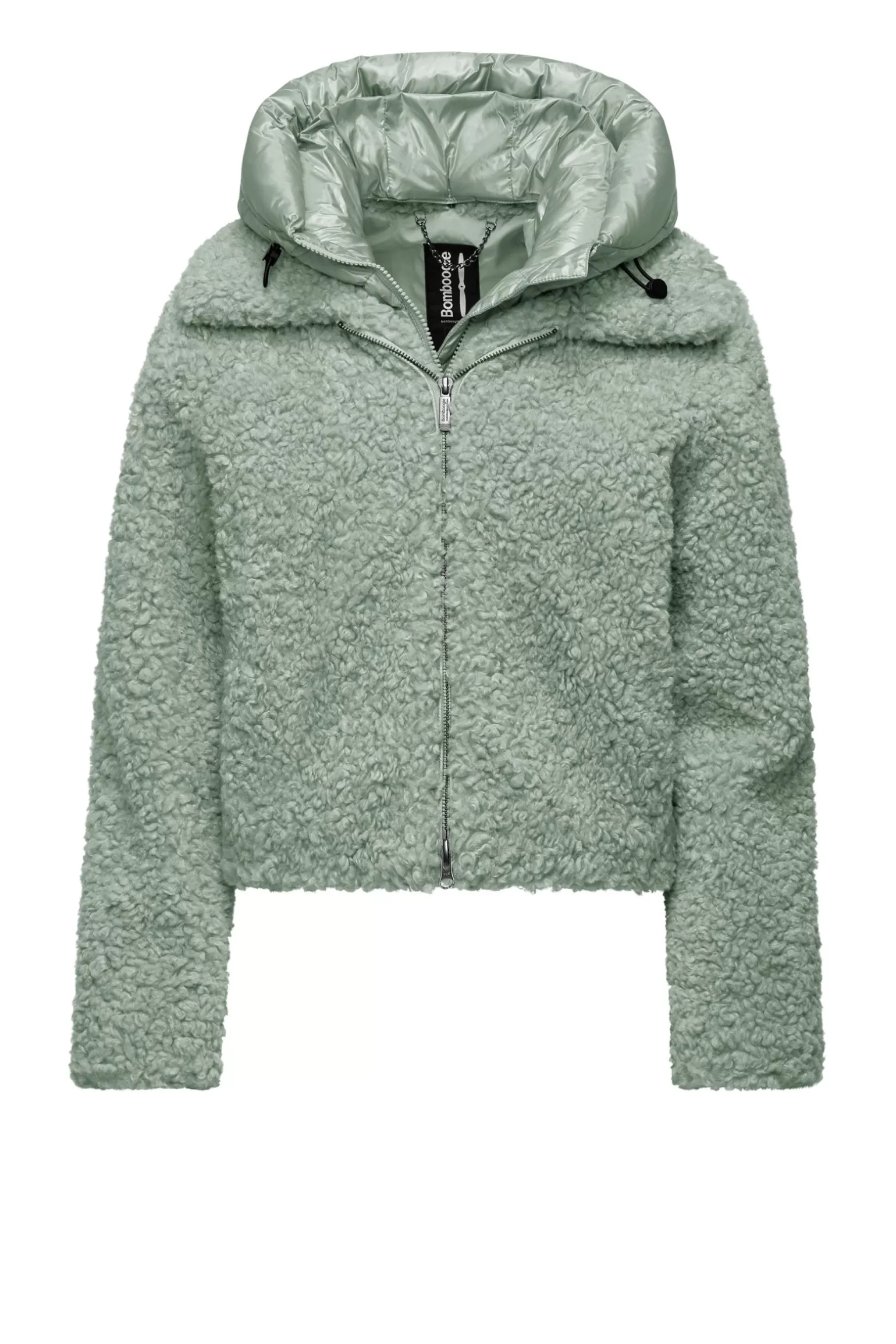 Donna Bomboogie Cappotto Corto In Sherpa Fleece Con Cappuccio