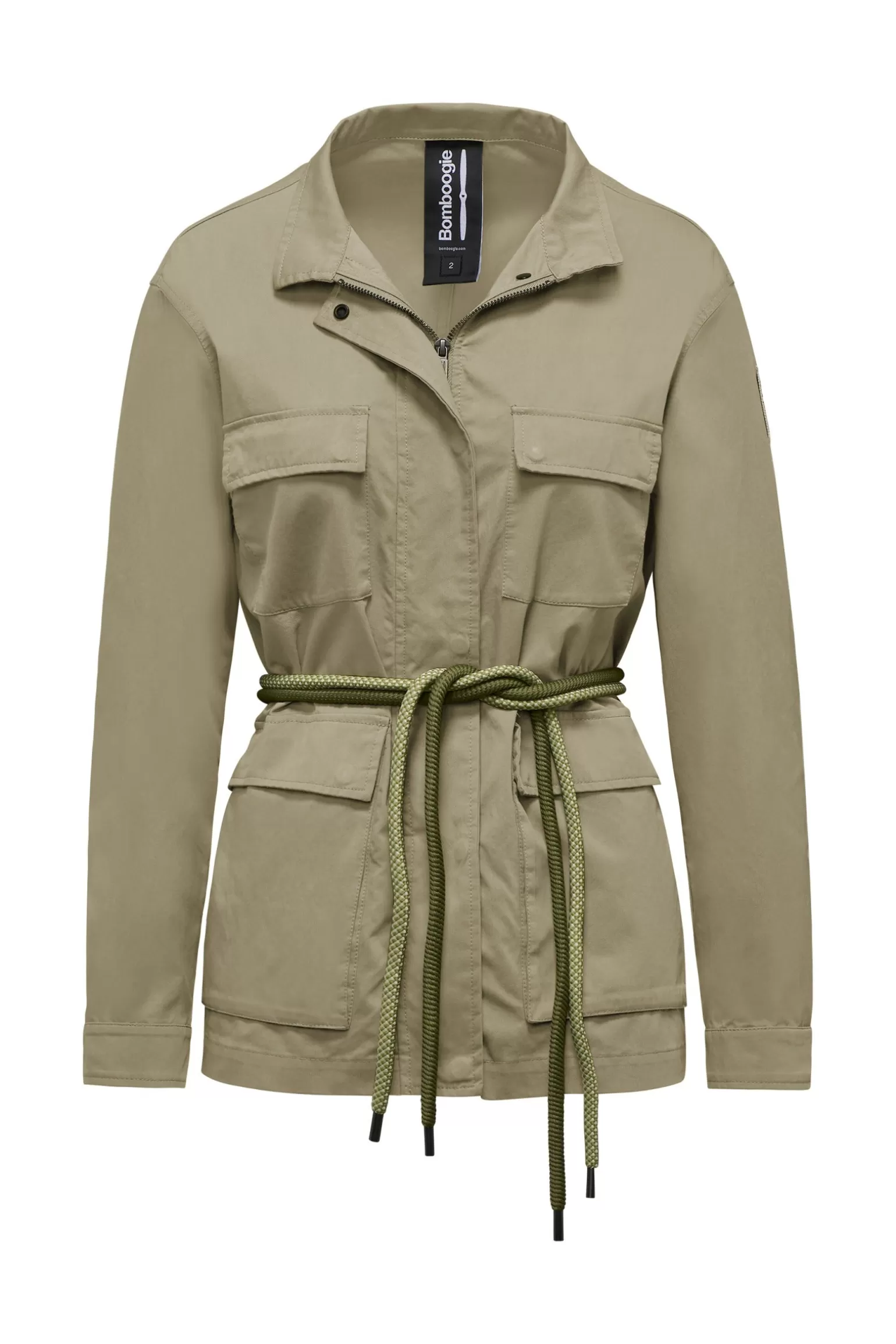 Donna Bomboogie Field Jacket Sfoderata Con Cintura In Corda Bicolore