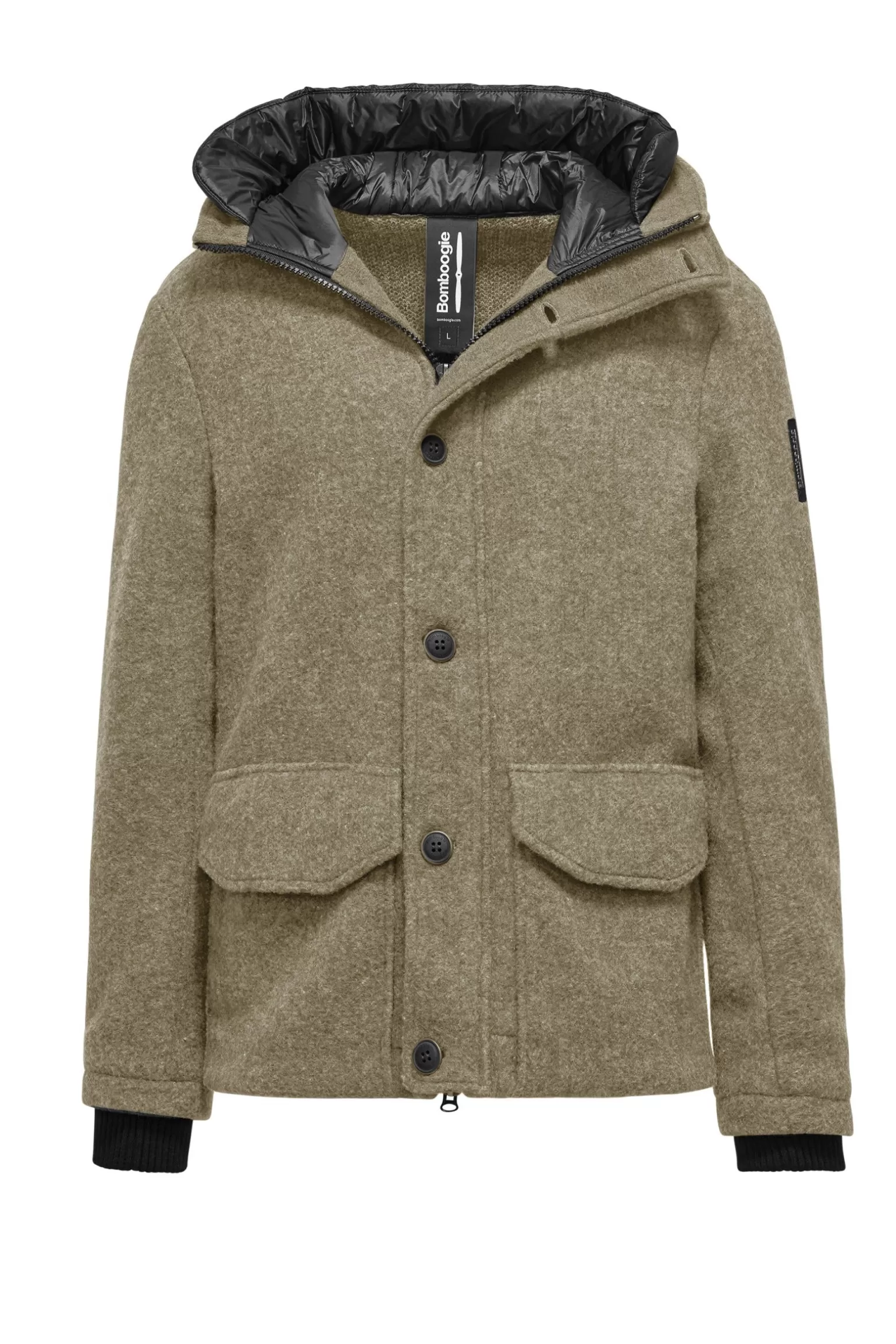 Uomo Bomboogie Parka Corto In Lana Cotta Con Cappuccio