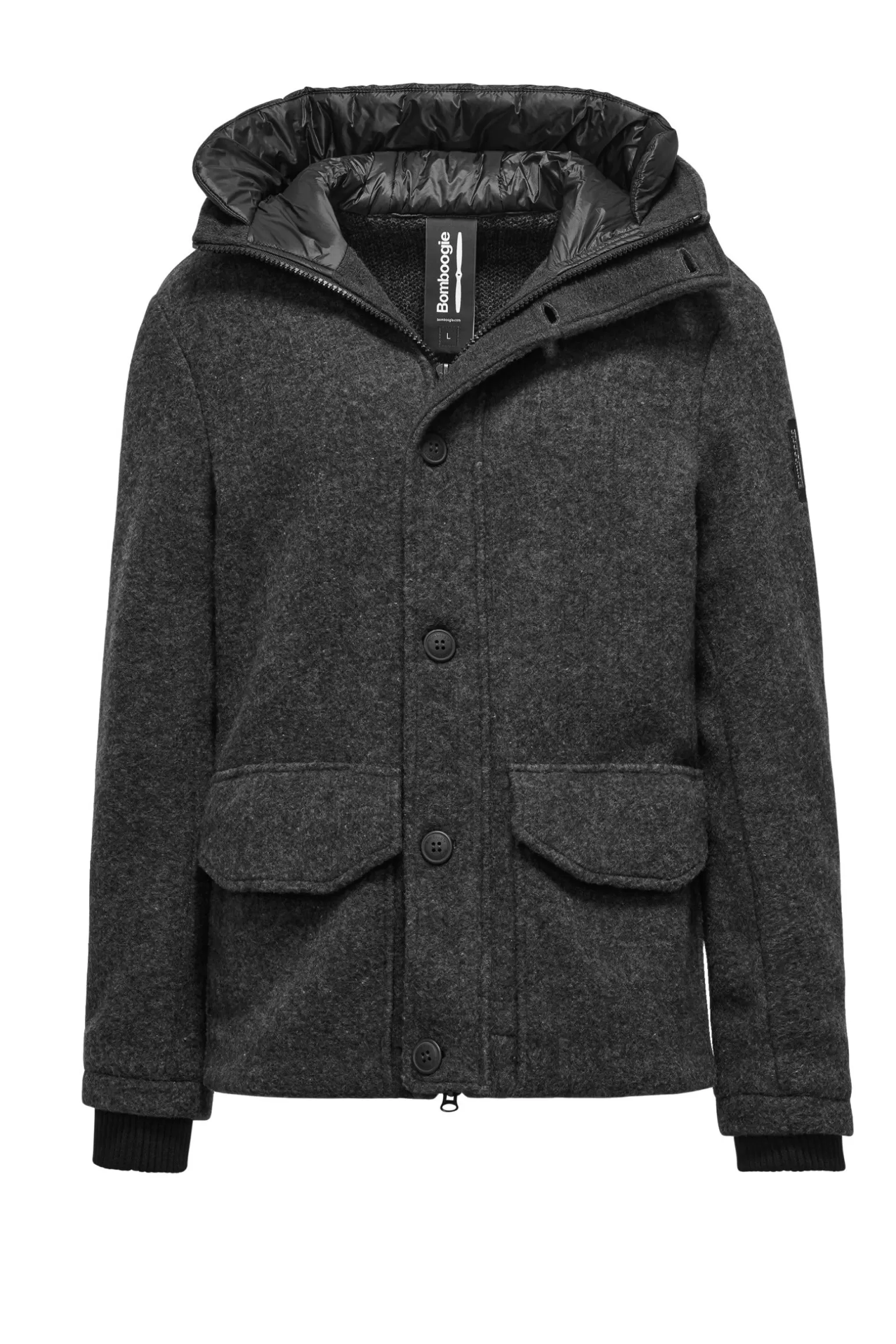 Uomo Bomboogie Parka Corto In Lana Cotta Con Cappuccio