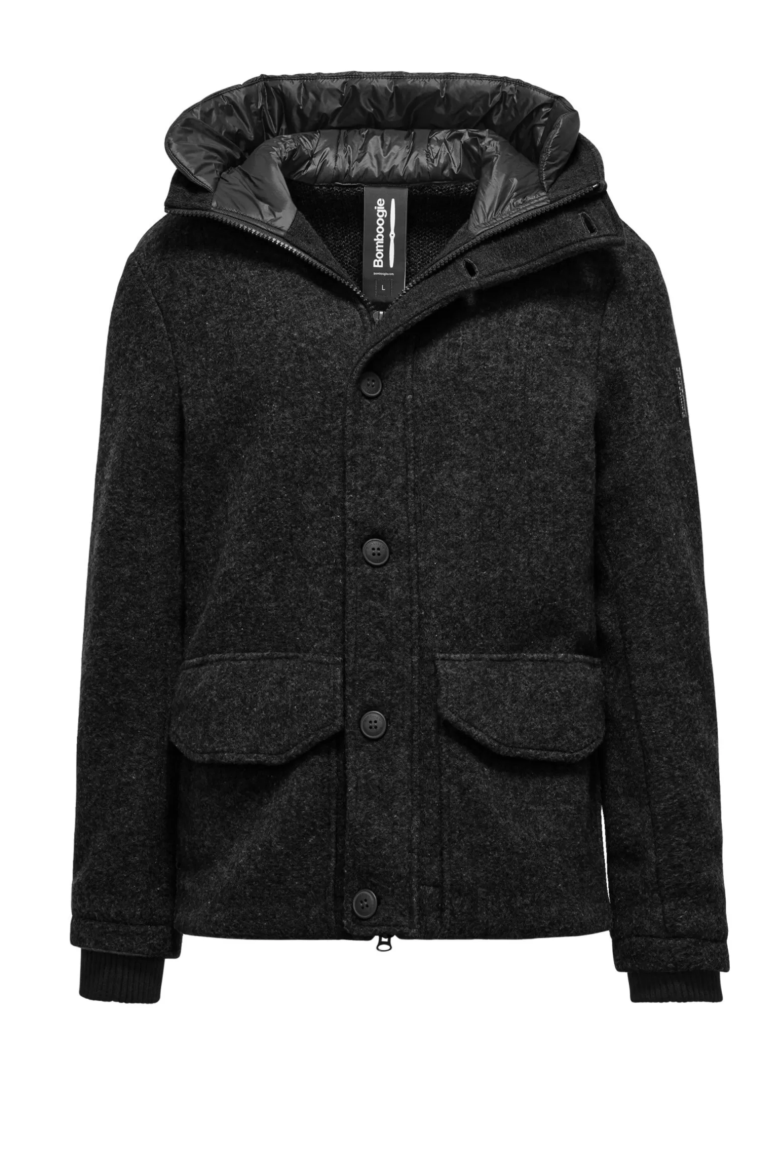 Uomo Bomboogie Parka Corto In Lana Cotta Con Cappuccio