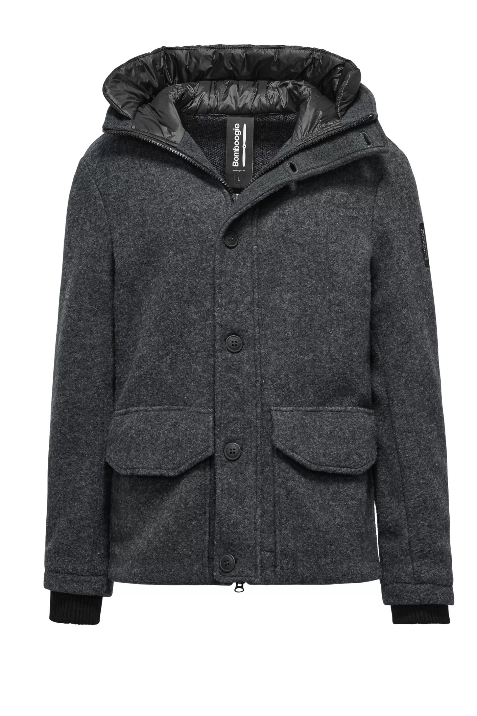 Uomo Bomboogie Parka Corto In Lana Cotta Con Cappuccio