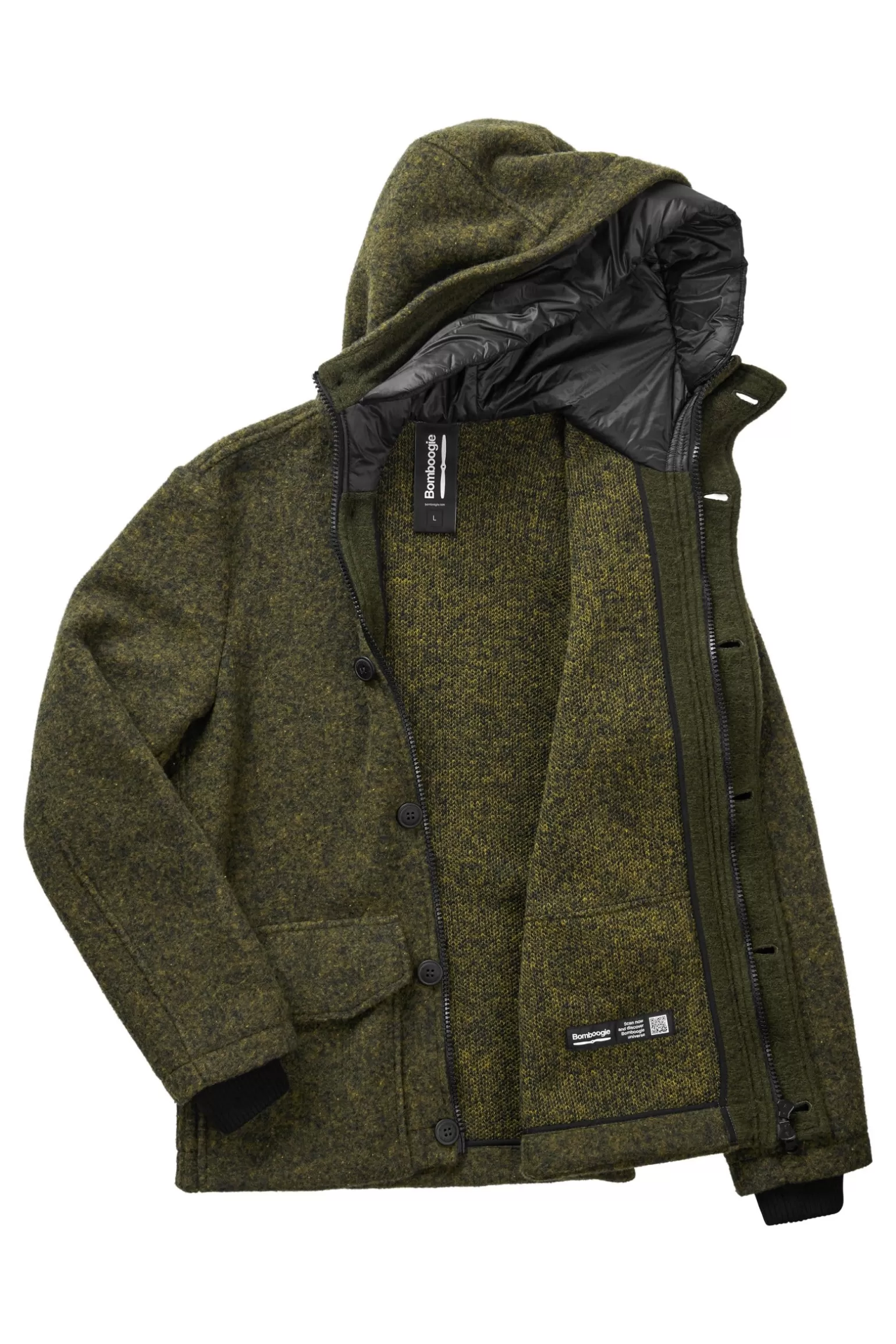 Uomo Bomboogie Parka Corto In Lana Cotta Con Cappuccio